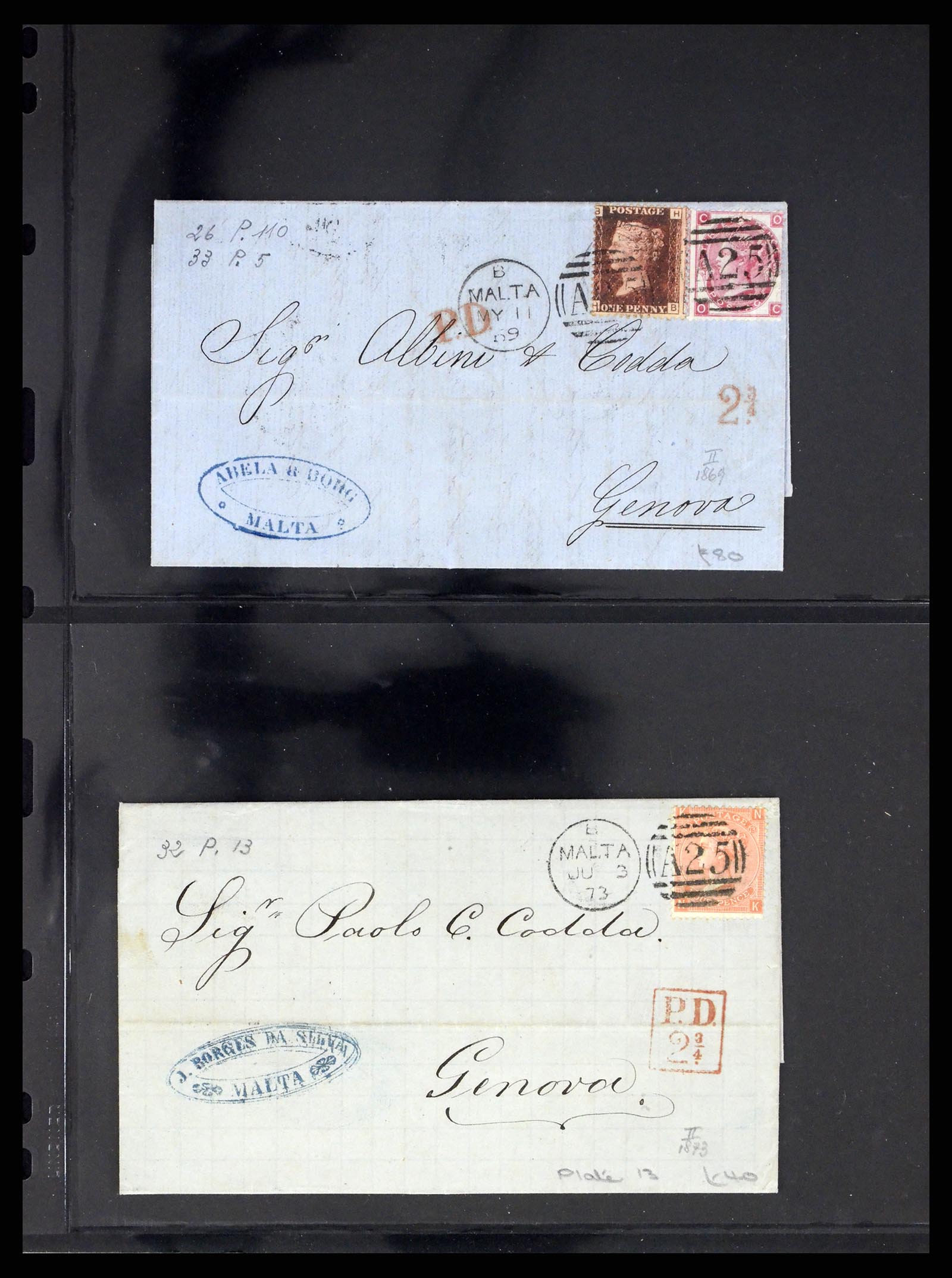 37627 025 - Postzegelverzameling 37627 Engeland gebruikt in Malta 1856-1918.