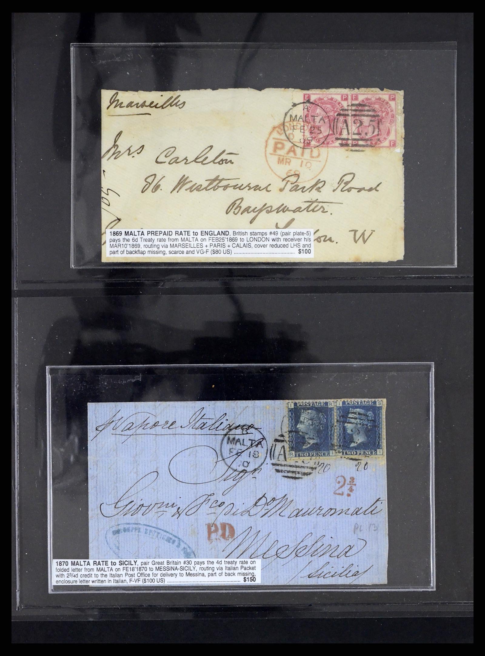 37627 027 - Postzegelverzameling 37627 Engeland gebruikt in Malta 1856-1918.