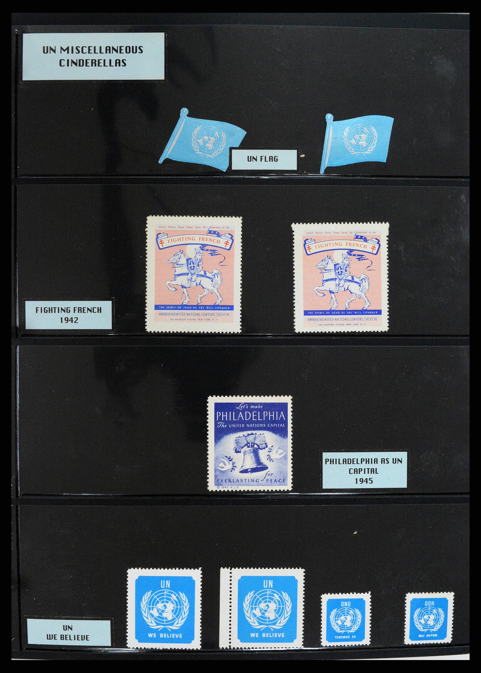 37631 001 - Postzegelverzameling 37631 Verenigde Naties cinderella's 1942-2006.