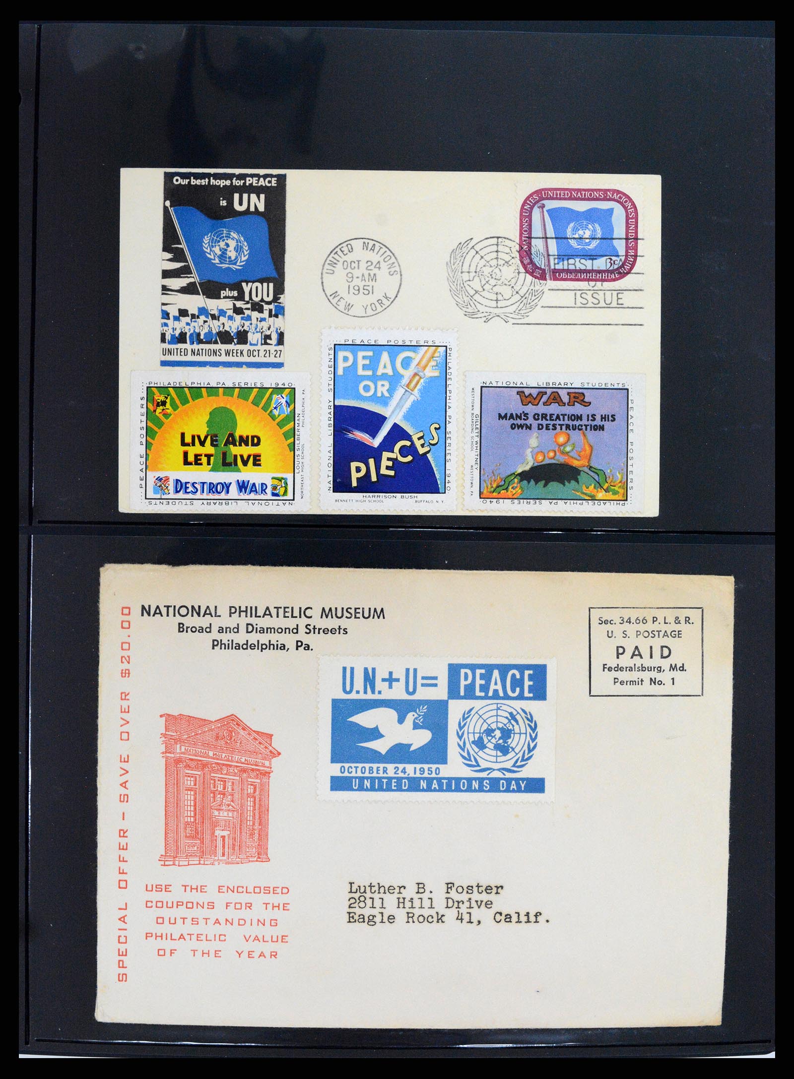 37631 009 - Postzegelverzameling 37631 Verenigde Naties cinderella's 1942-2006.