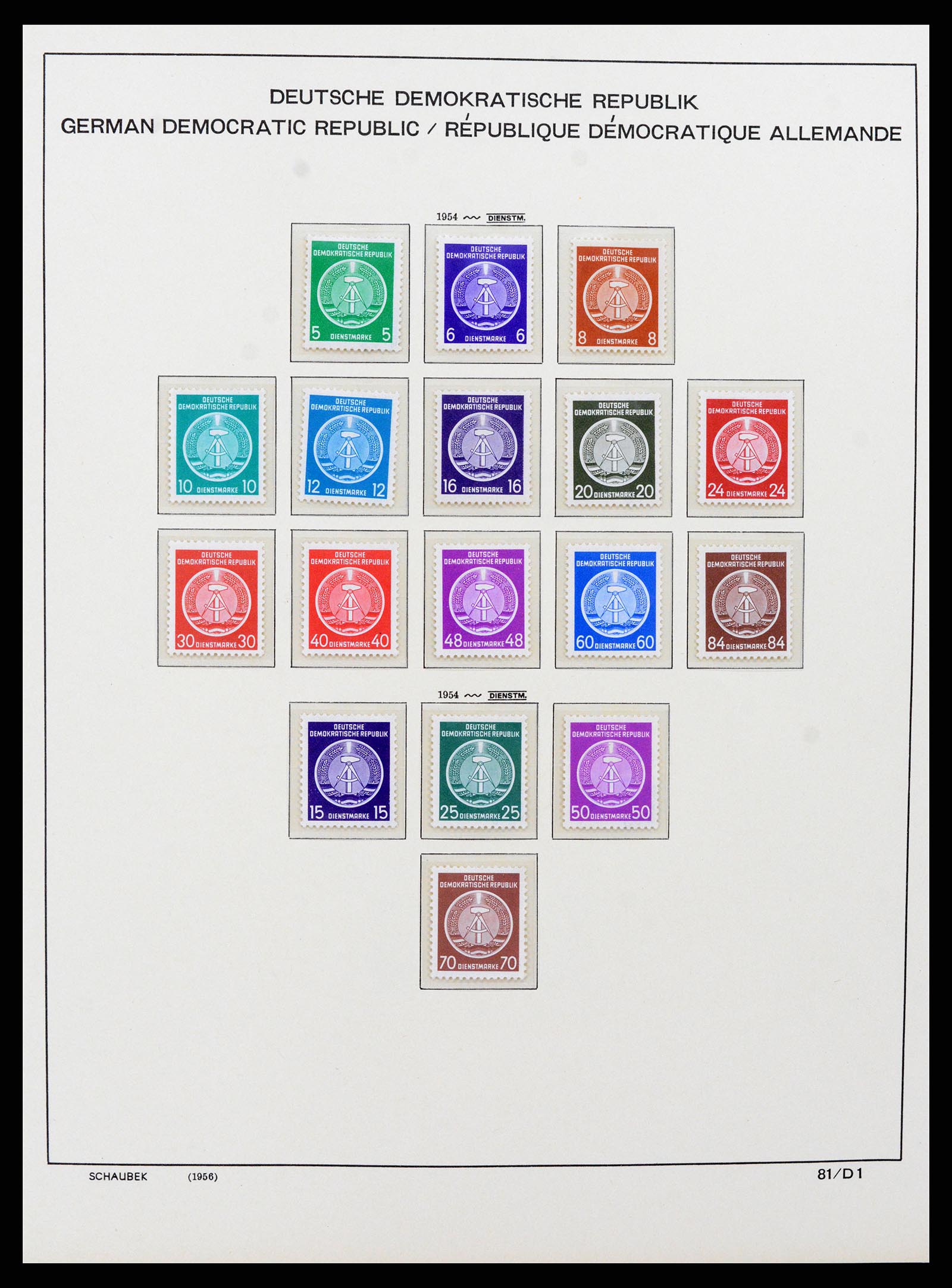 37640 001 - Postzegelverzameling 37640 DDR dienst 1954-1965.