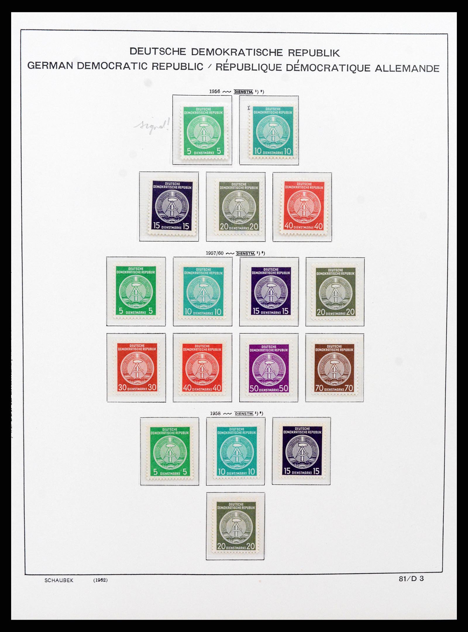 37640 003 - Postzegelverzameling 37640 DDR dienst 1954-1965.
