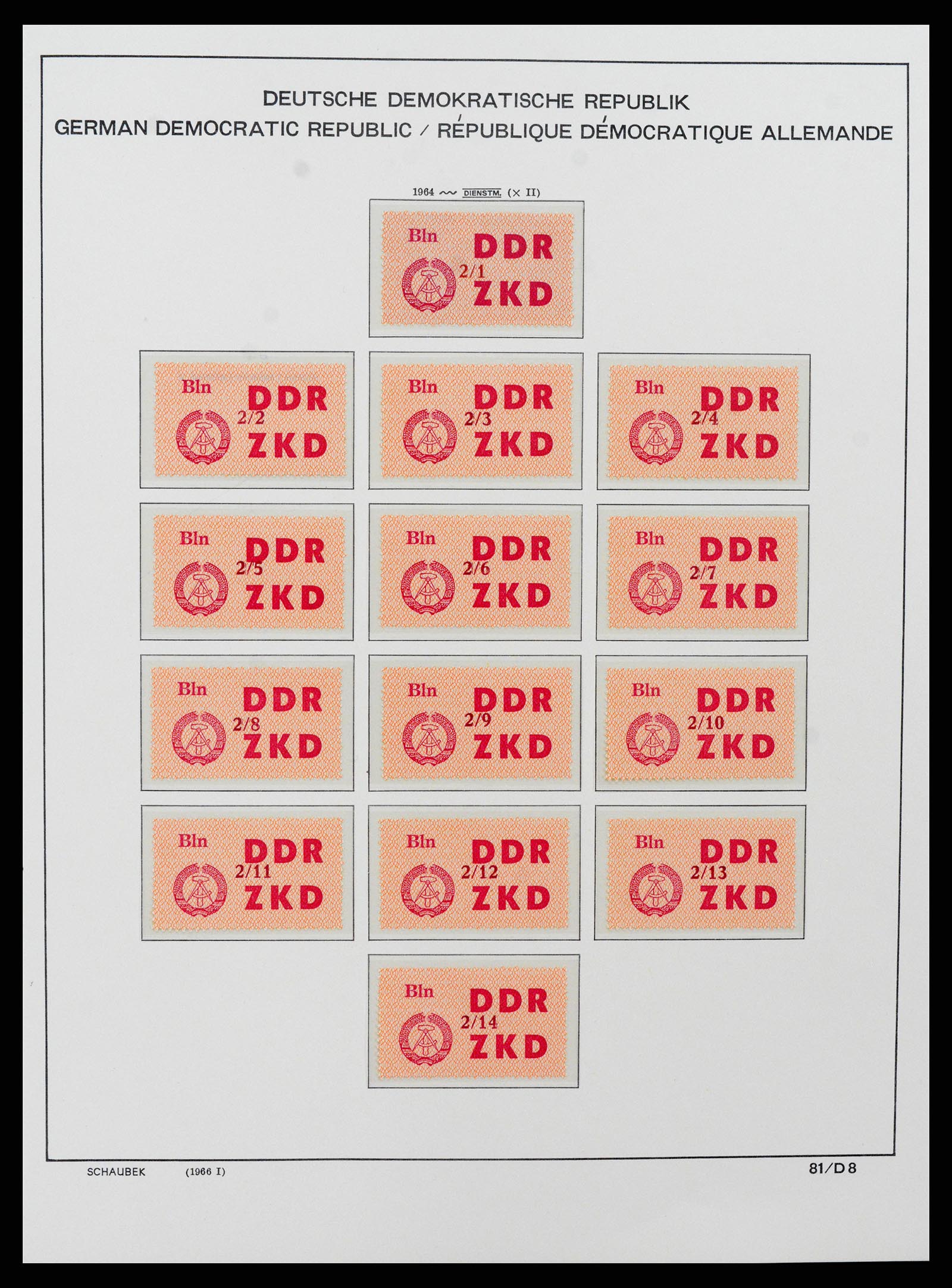 37640 009 - Postzegelverzameling 37640 DDR dienst 1954-1965.