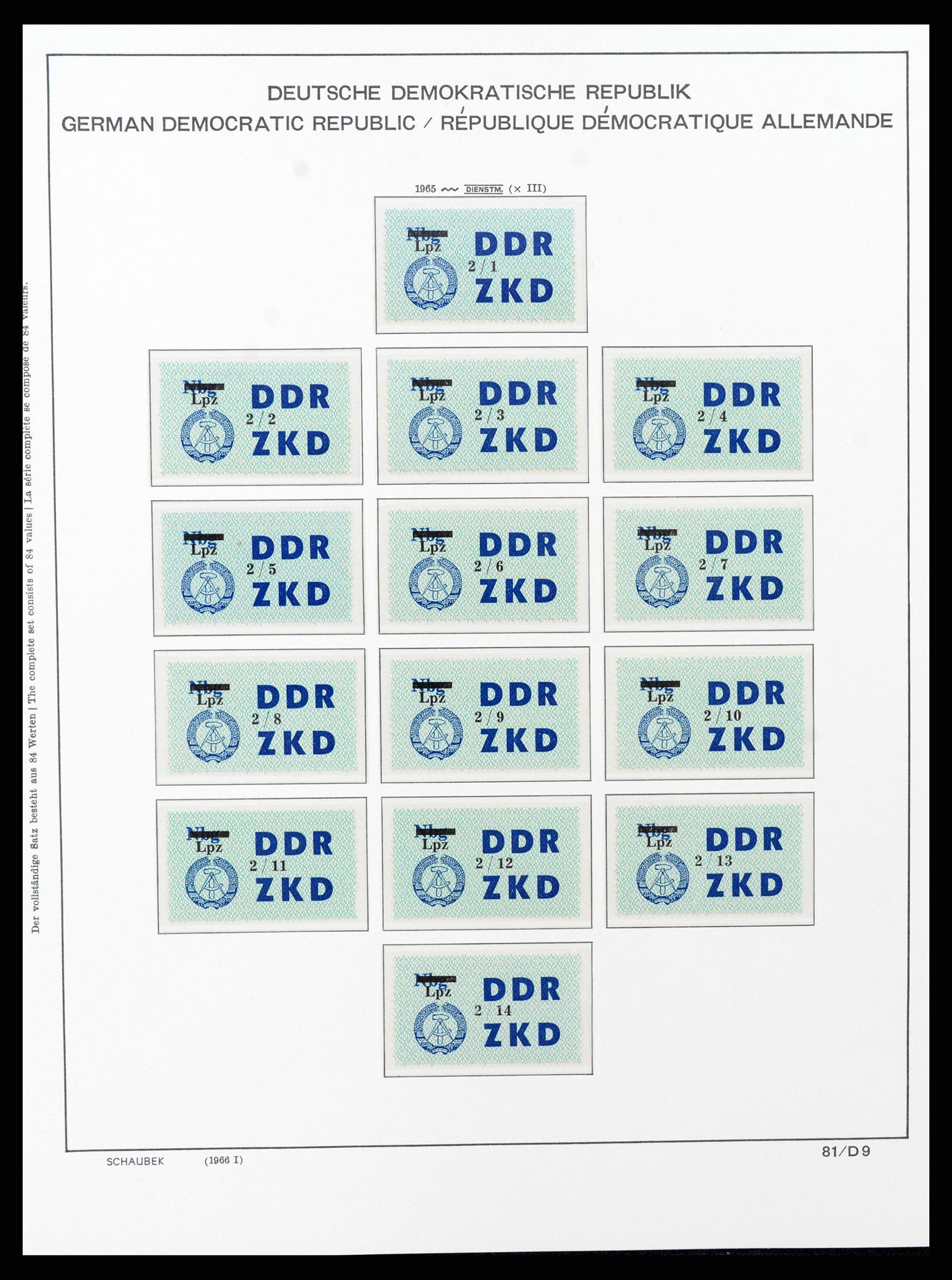 37640 019 - Postzegelverzameling 37640 DDR dienst 1954-1965.