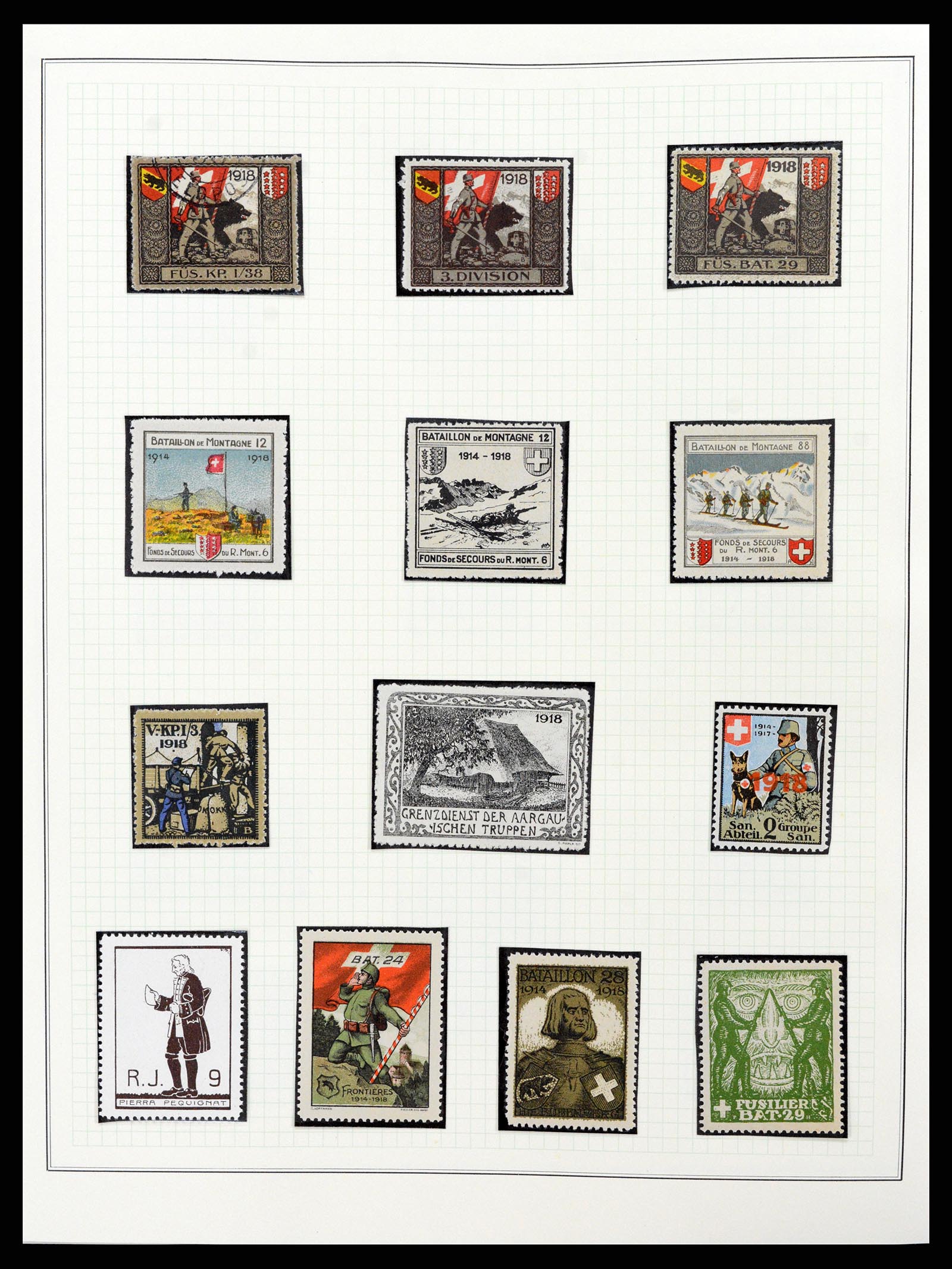 37642 001 - Stamp collection 37642 Switzerland soldier stamps 1914-1945.