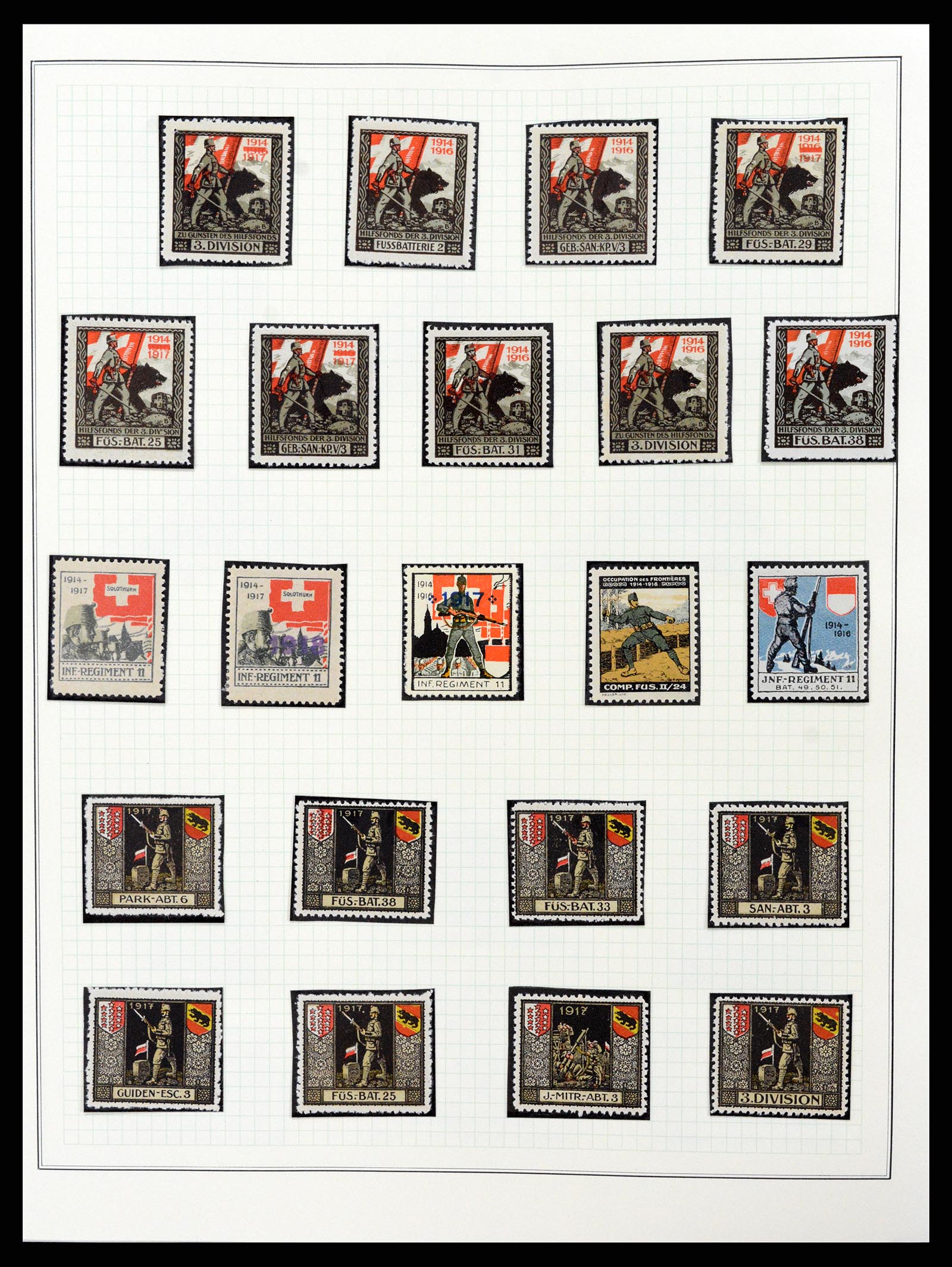 37642 003 - Postzegelverzameling 37642 Zwitserland soldatenzegels 1914-1945.