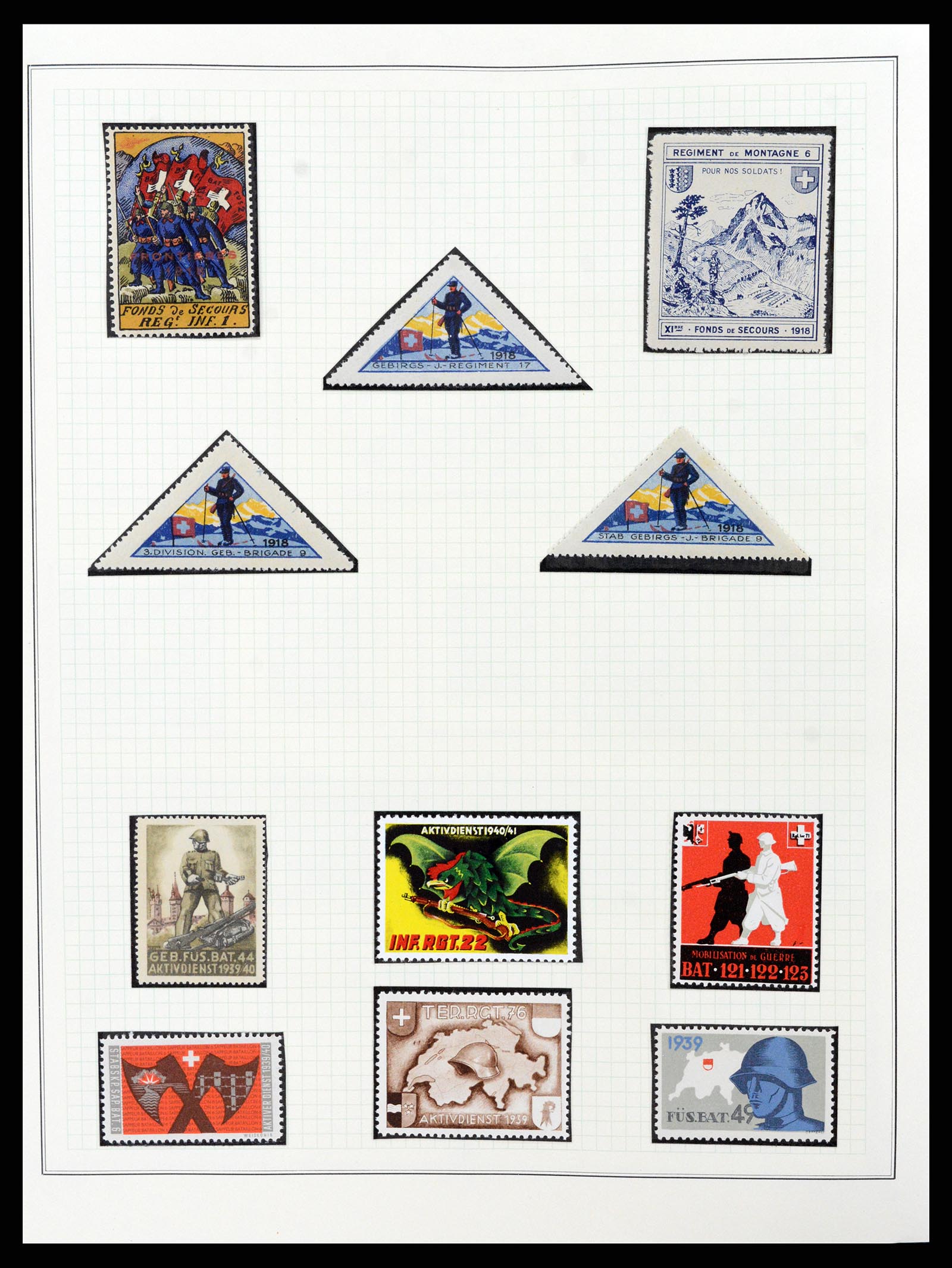 37642 004 - Postzegelverzameling 37642 Zwitserland soldatenzegels 1914-1945.