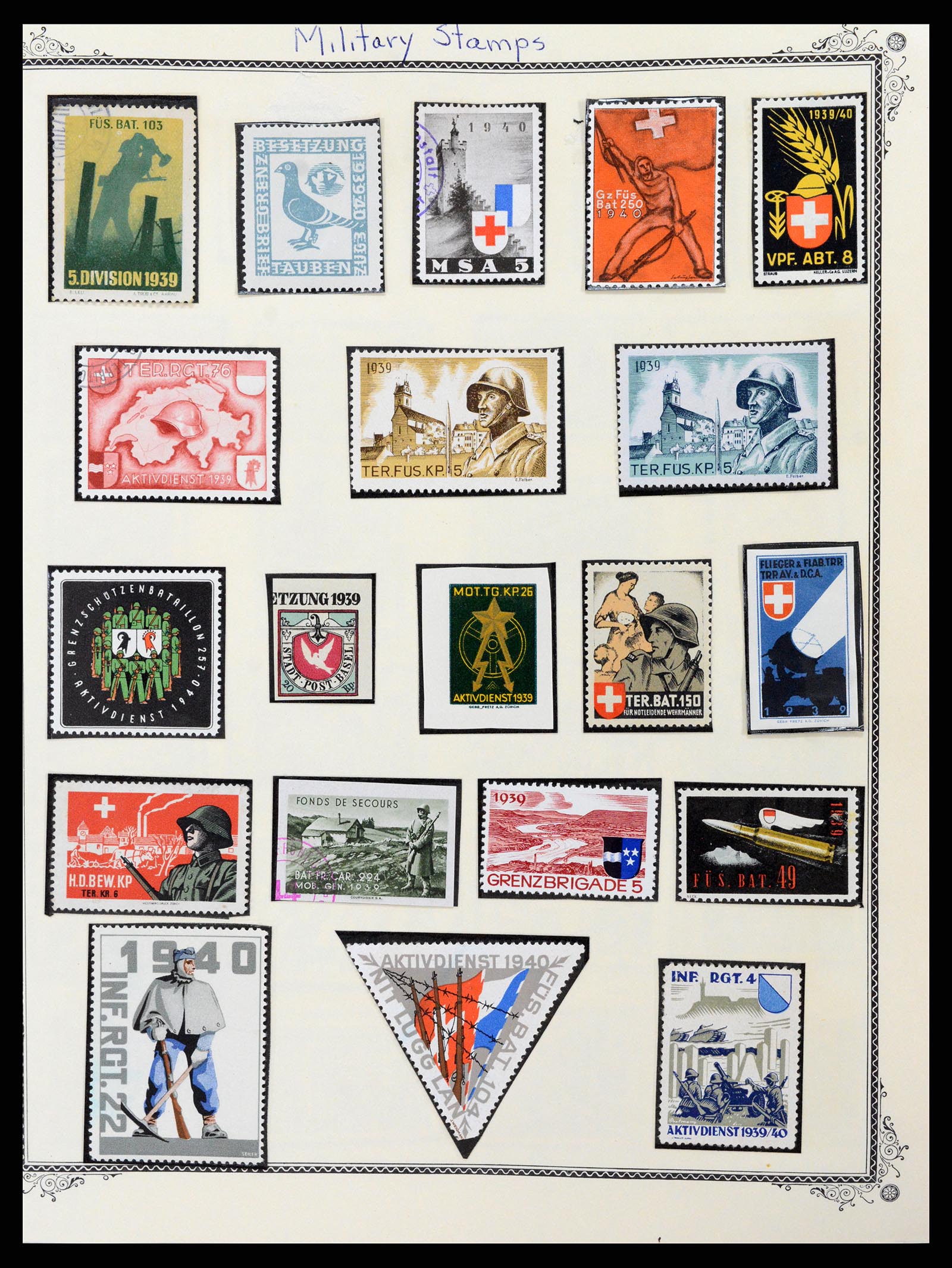37642 005 - Postzegelverzameling 37642 Zwitserland soldatenzegels 1914-1945.