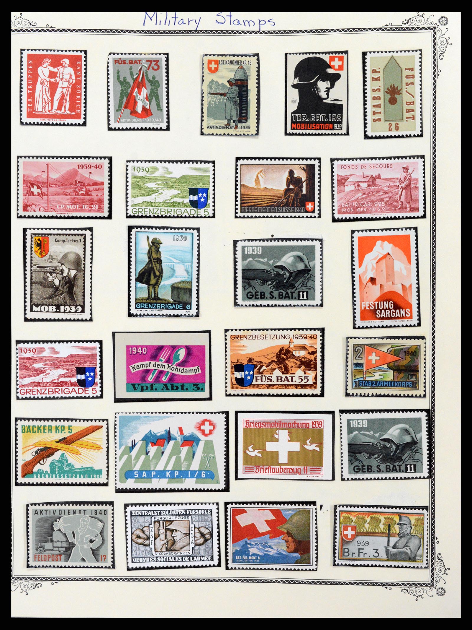 37642 006 - Postzegelverzameling 37642 Zwitserland soldatenzegels 1914-1945.