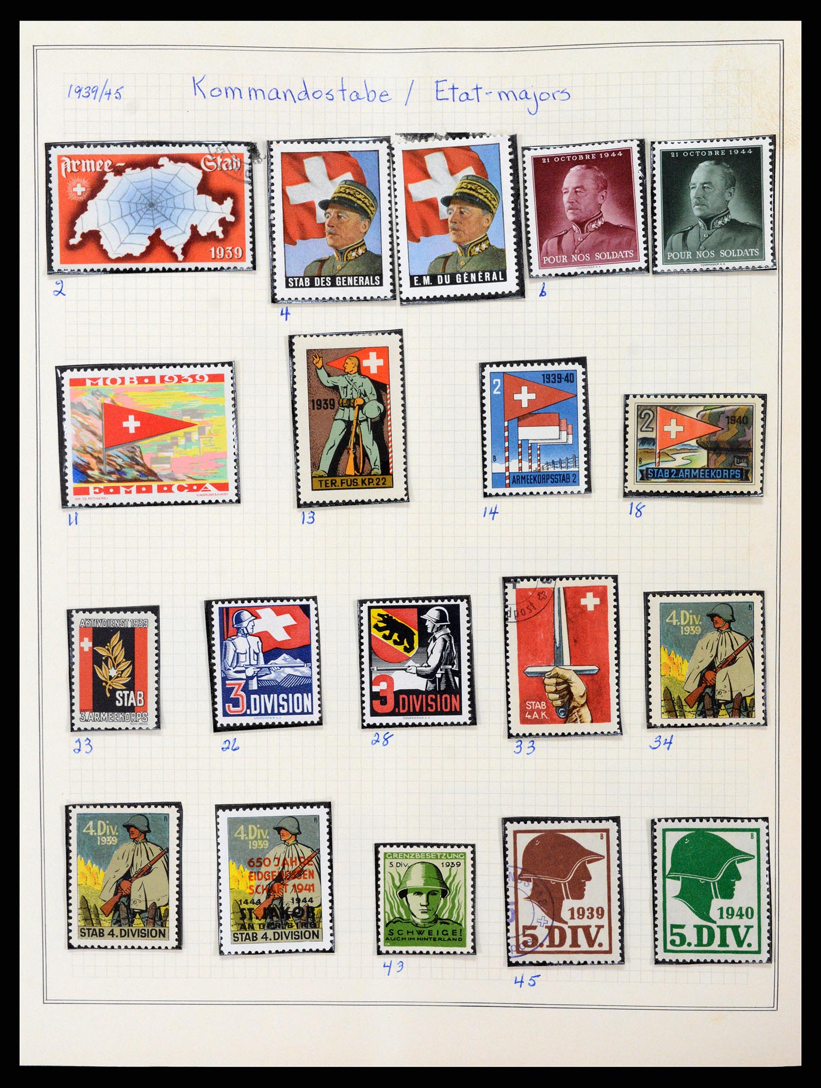 37642 007 - Stamp collection 37642 Switzerland soldier stamps 1914-1945.