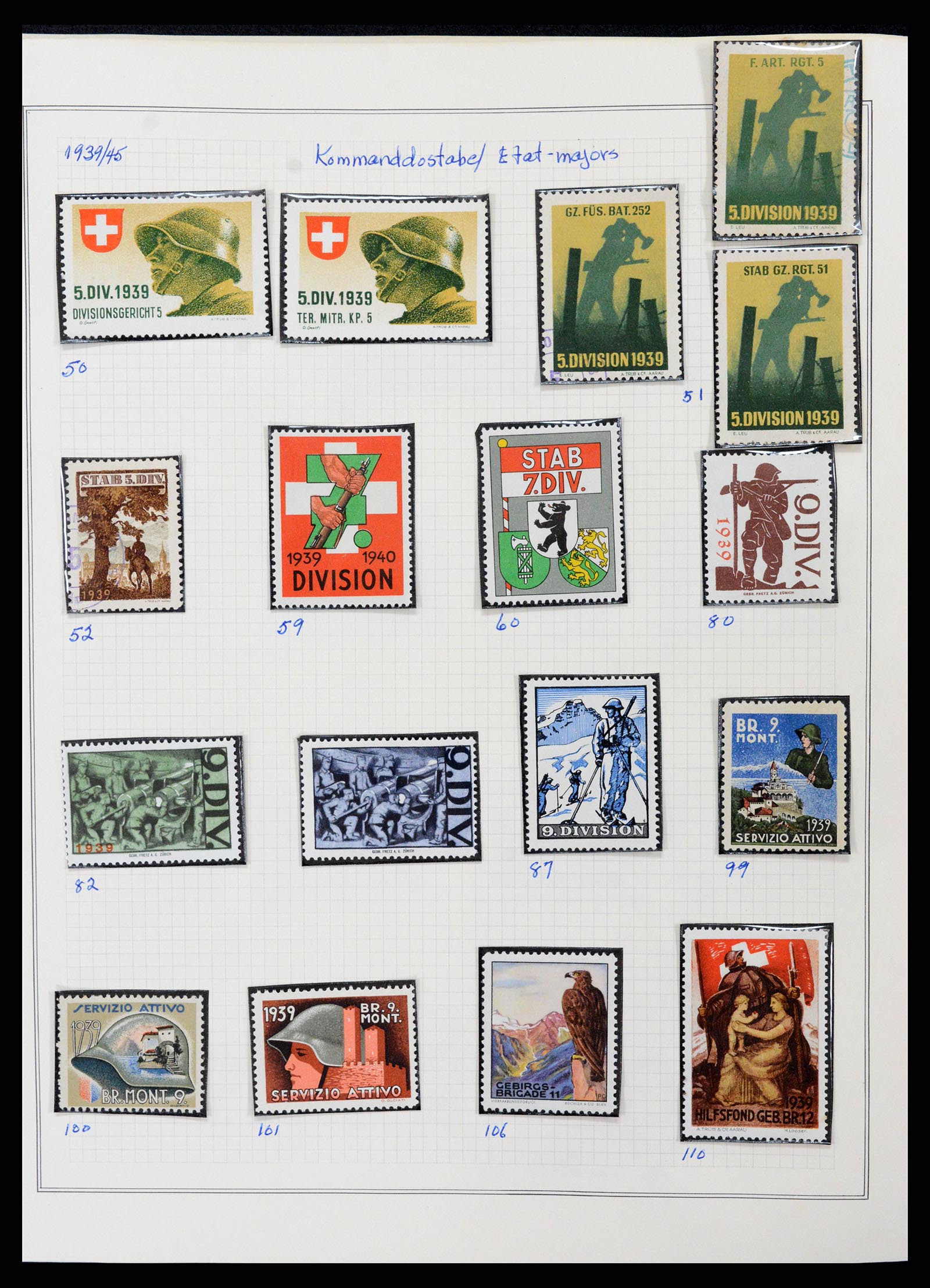 37642 008 - Postzegelverzameling 37642 Zwitserland soldatenzegels 1914-1945.