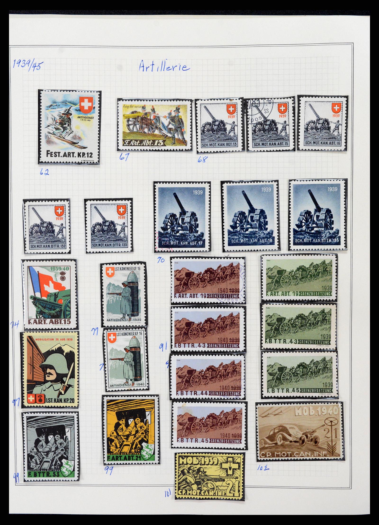 37642 010 - Postzegelverzameling 37642 Zwitserland soldatenzegels 1914-1945.
