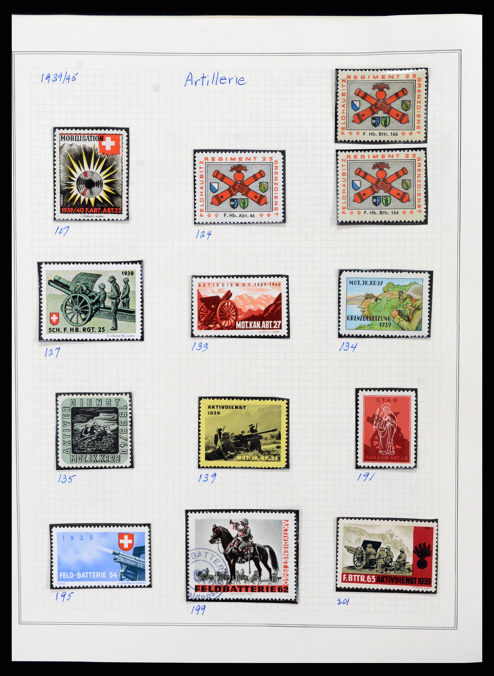 37642 011 - Postzegelverzameling 37642 Zwitserland soldatenzegels 1914-1945.