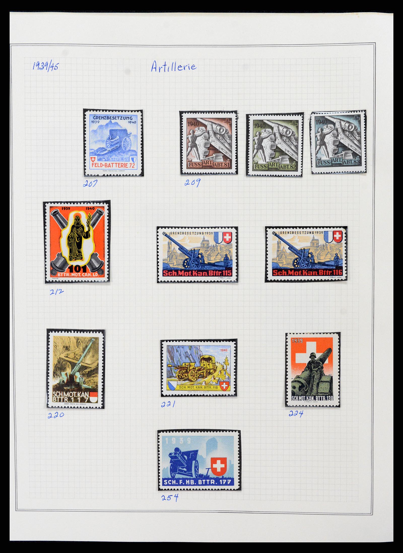 37642 012 - Postzegelverzameling 37642 Zwitserland soldatenzegels 1914-1945.
