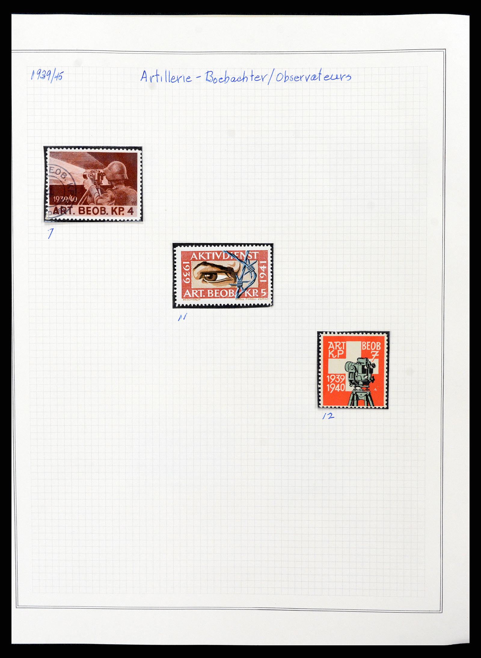 37642 013 - Postzegelverzameling 37642 Zwitserland soldatenzegels 1914-1945.