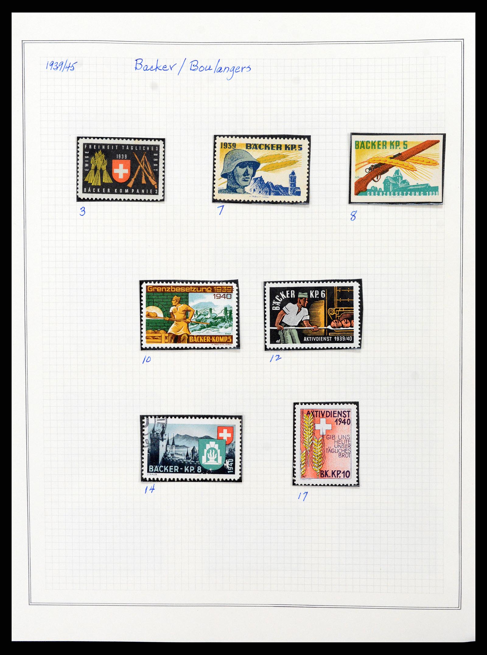 37642 014 - Stamp collection 37642 Switzerland soldier stamps 1914-1945.