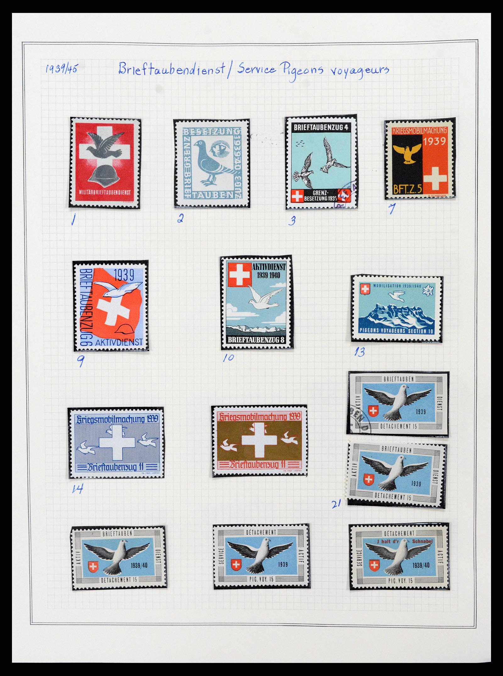 37642 015 - Stamp collection 37642 Switzerland soldier stamps 1914-1945.