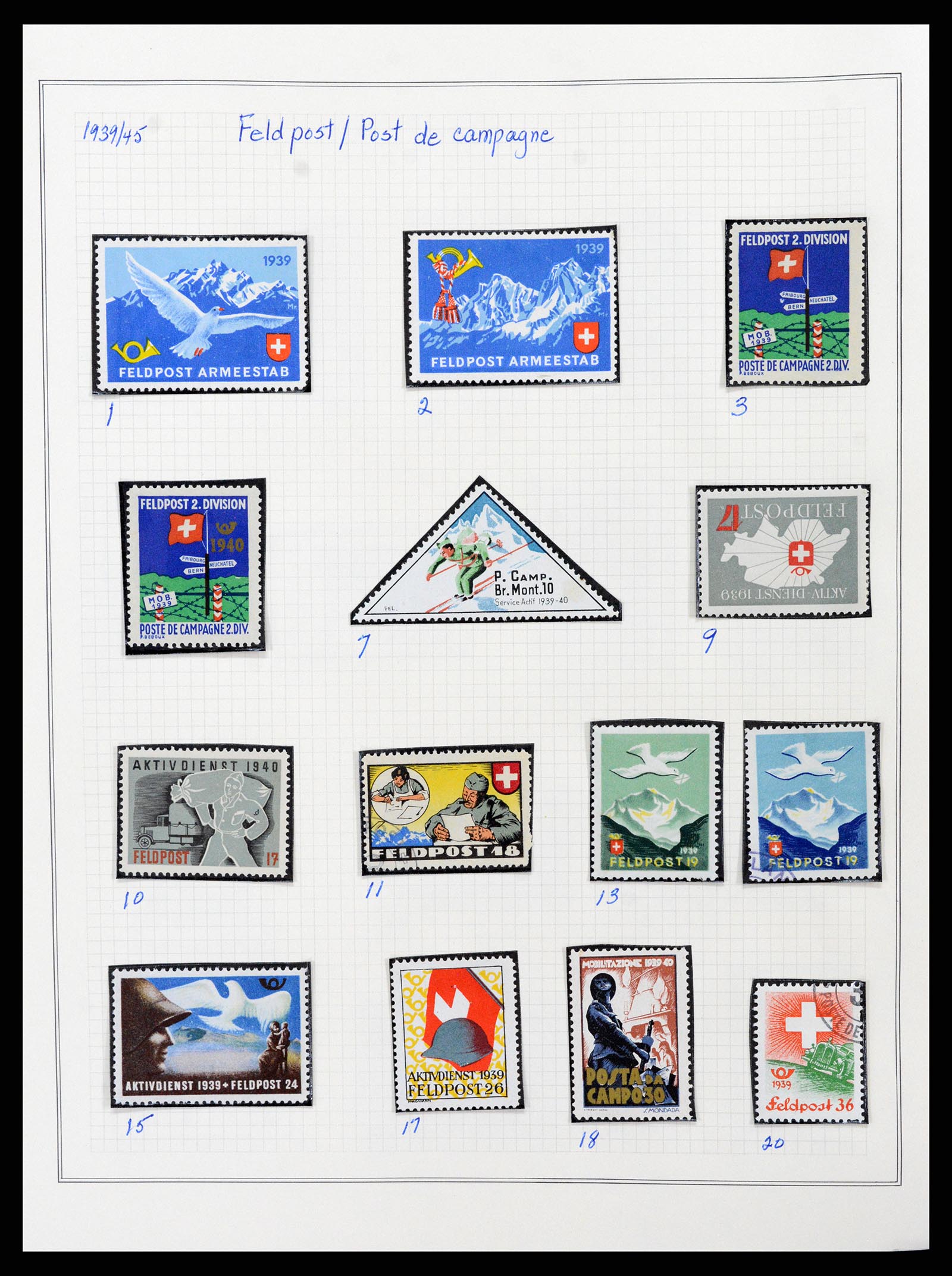 37642 016 - Postzegelverzameling 37642 Zwitserland soldatenzegels 1914-1945.