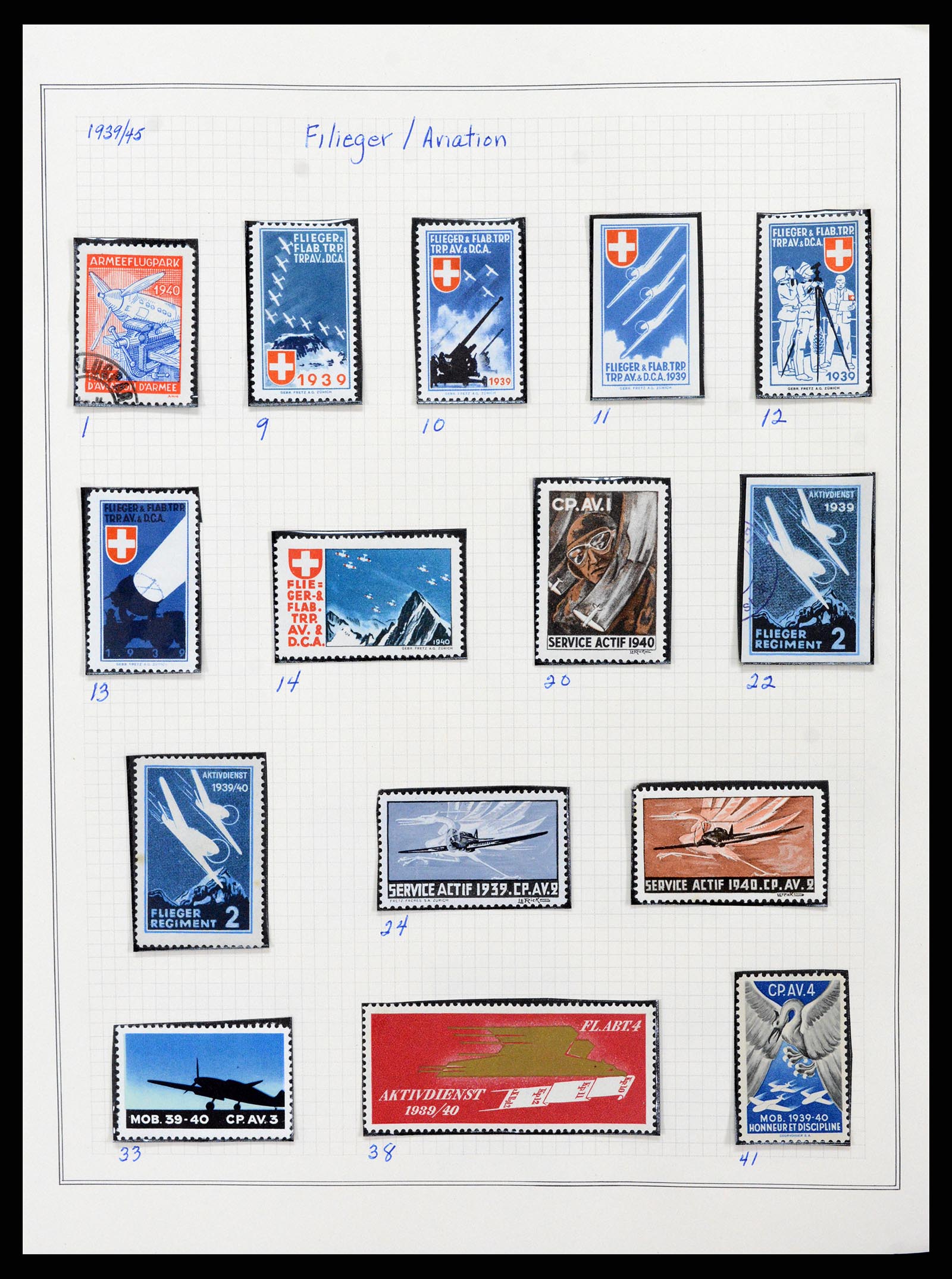 37642 018 - Postzegelverzameling 37642 Zwitserland soldatenzegels 1914-1945.