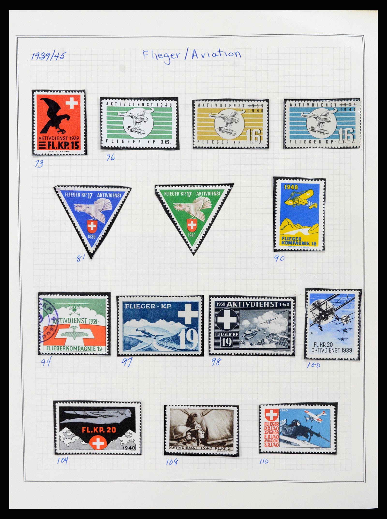 37642 020 - Postzegelverzameling 37642 Zwitserland soldatenzegels 1914-1945.
