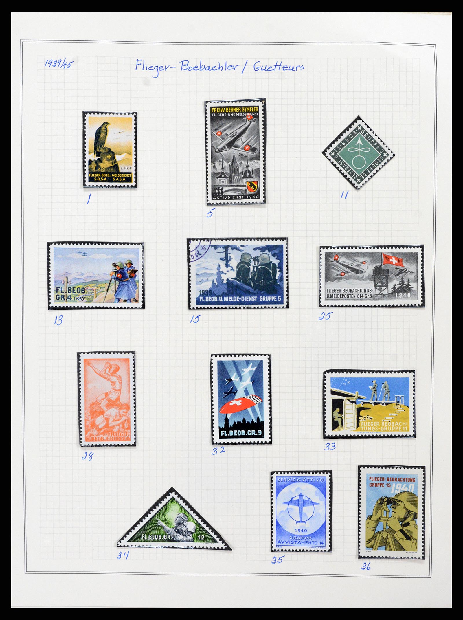 37642 022 - Stamp collection 37642 Switzerland soldier stamps 1914-1945.