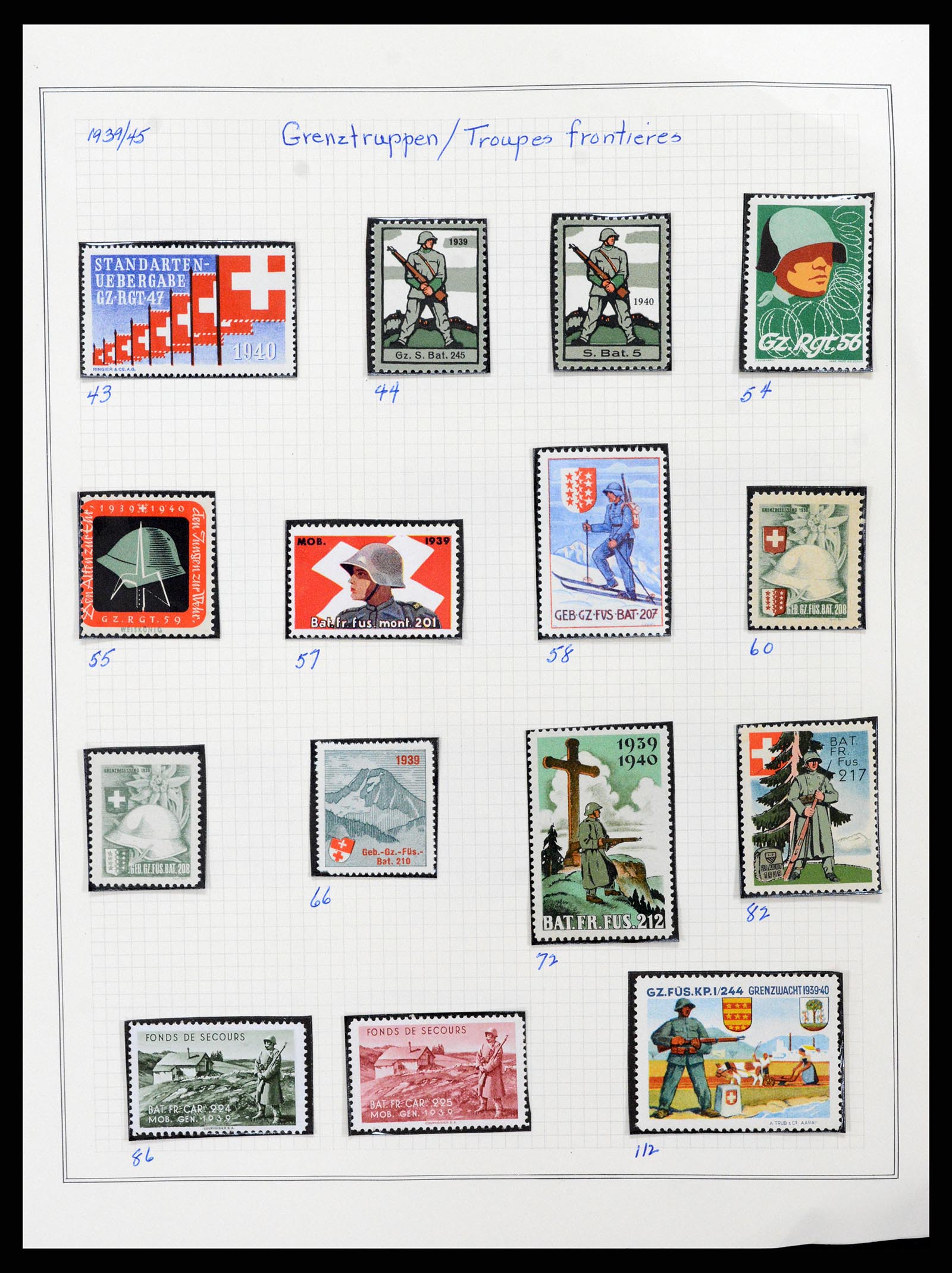 37642 025 - Stamp collection 37642 Switzerland soldier stamps 1914-1945.