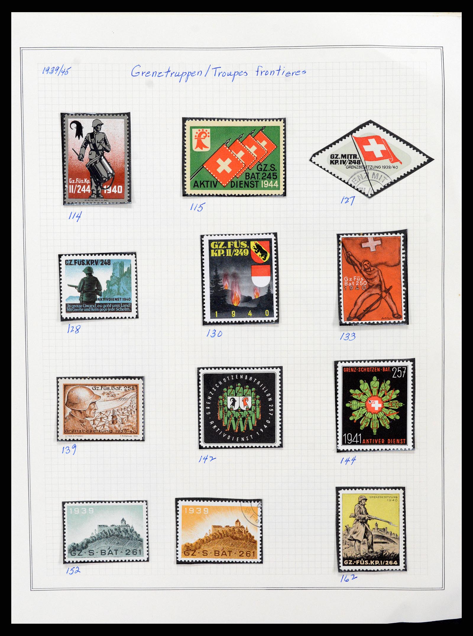 37642 026 - Stamp collection 37642 Switzerland soldier stamps 1914-1945.
