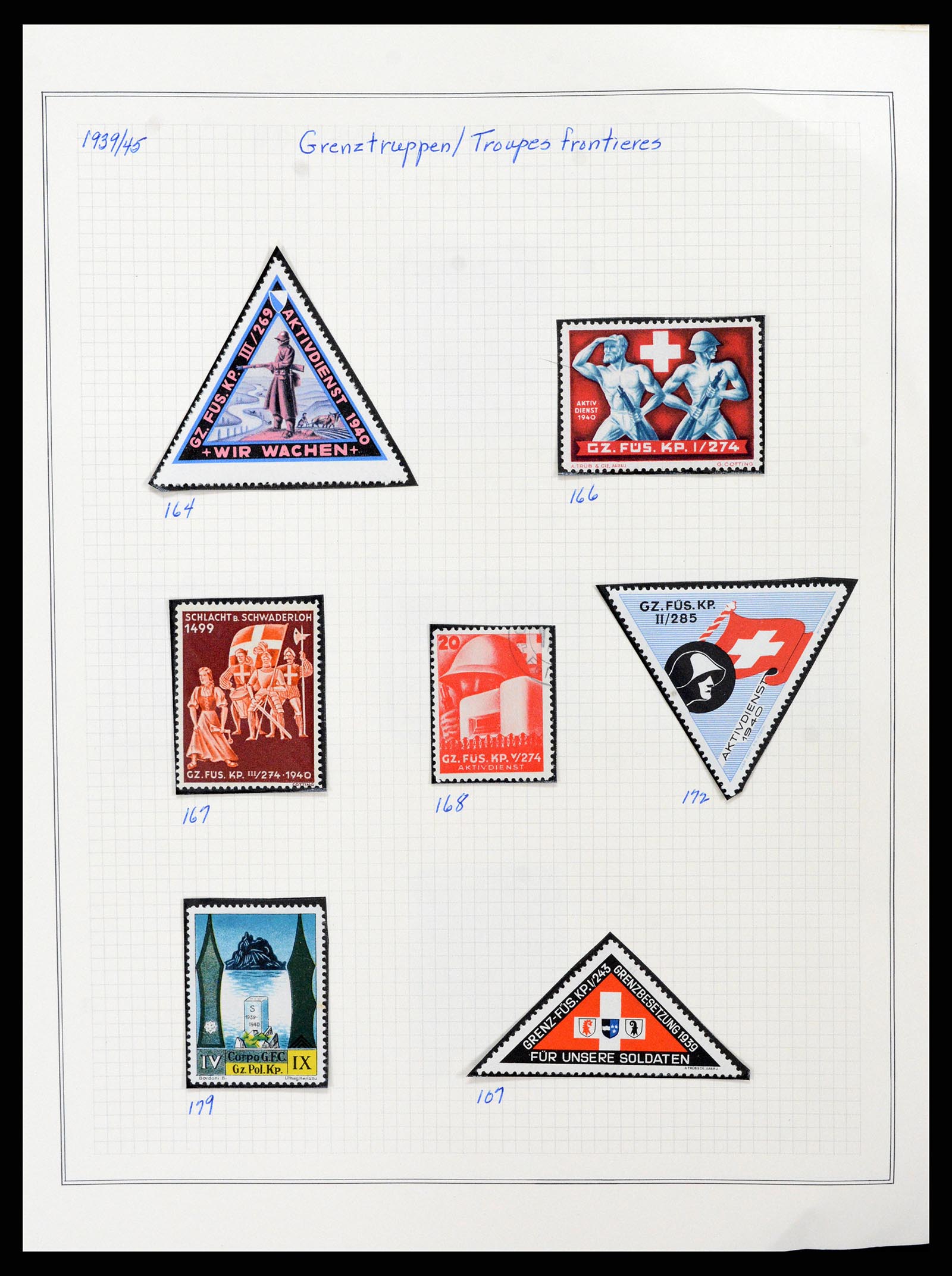 37642 027 - Stamp collection 37642 Switzerland soldier stamps 1914-1945.