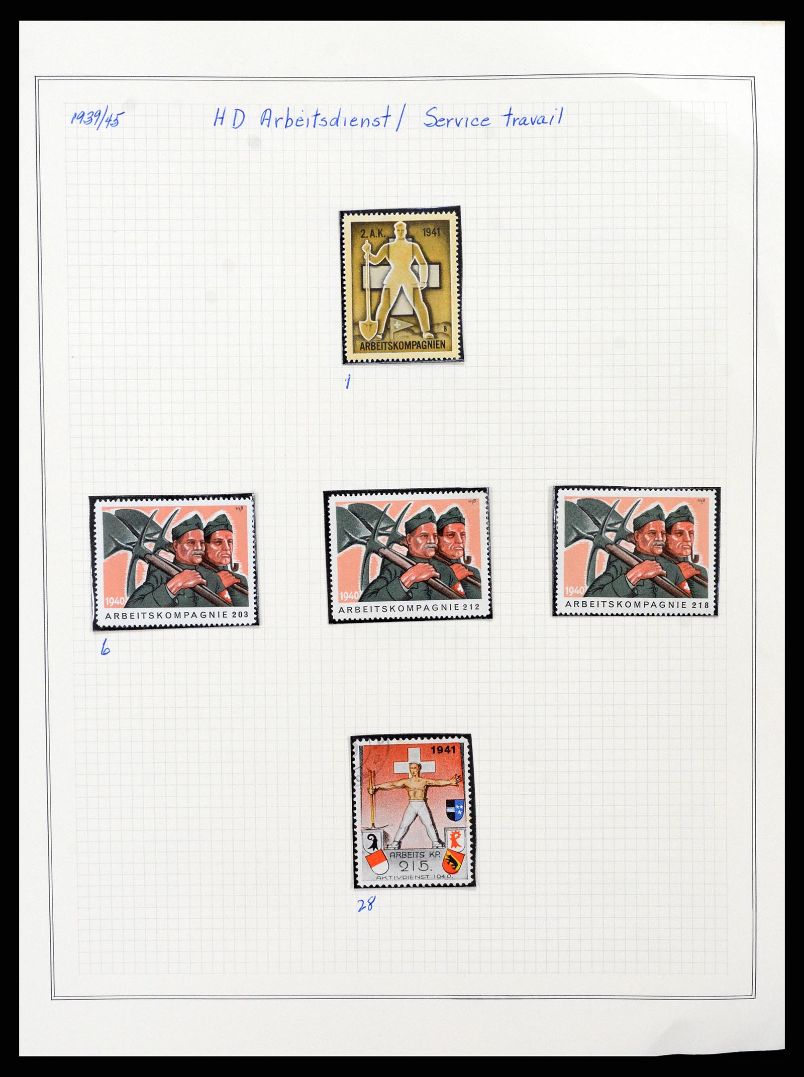 37642 028 - Stamp collection 37642 Switzerland soldier stamps 1914-1945.