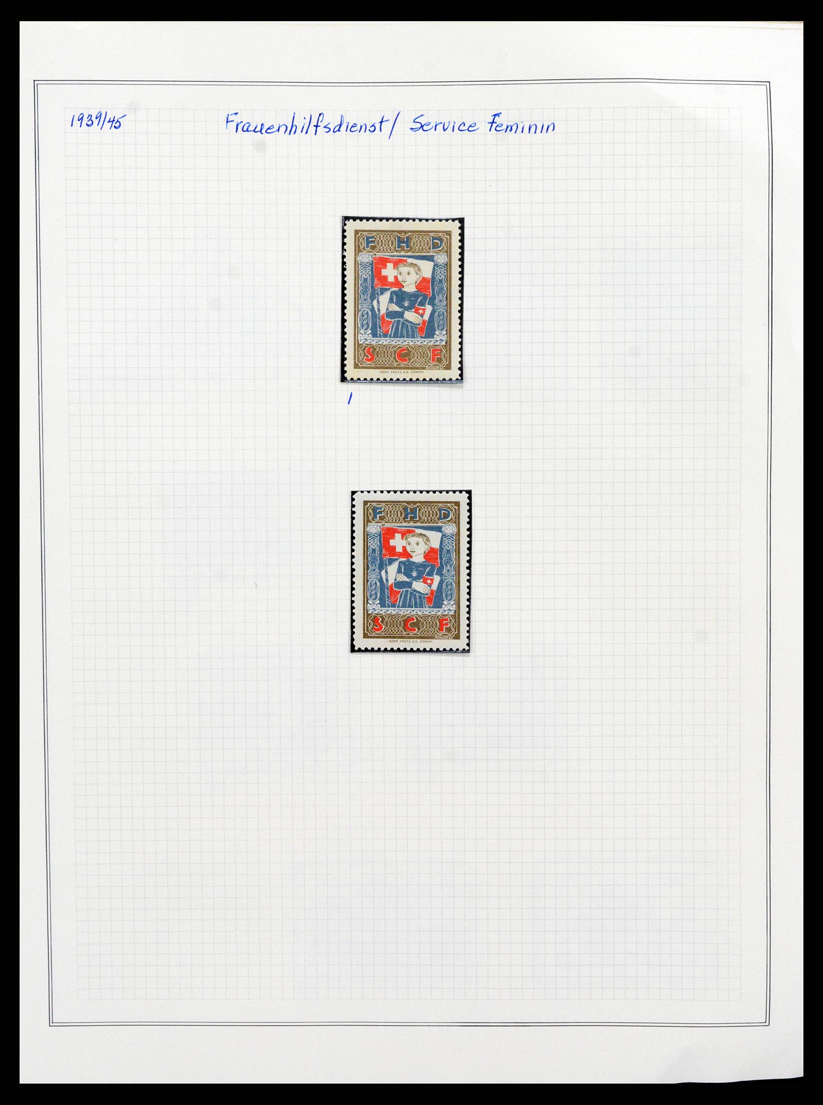 37642 029 - Stamp collection 37642 Switzerland soldier stamps 1914-1945.