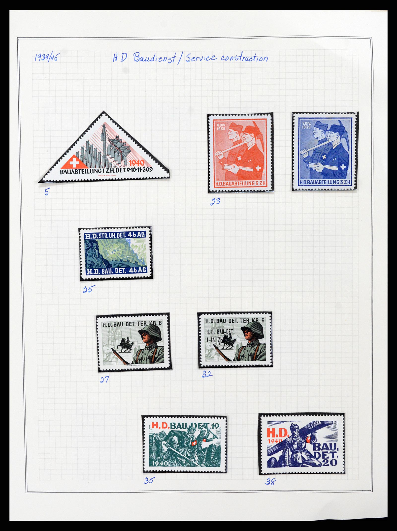 37642 030 - Stamp collection 37642 Switzerland soldier stamps 1914-1945.