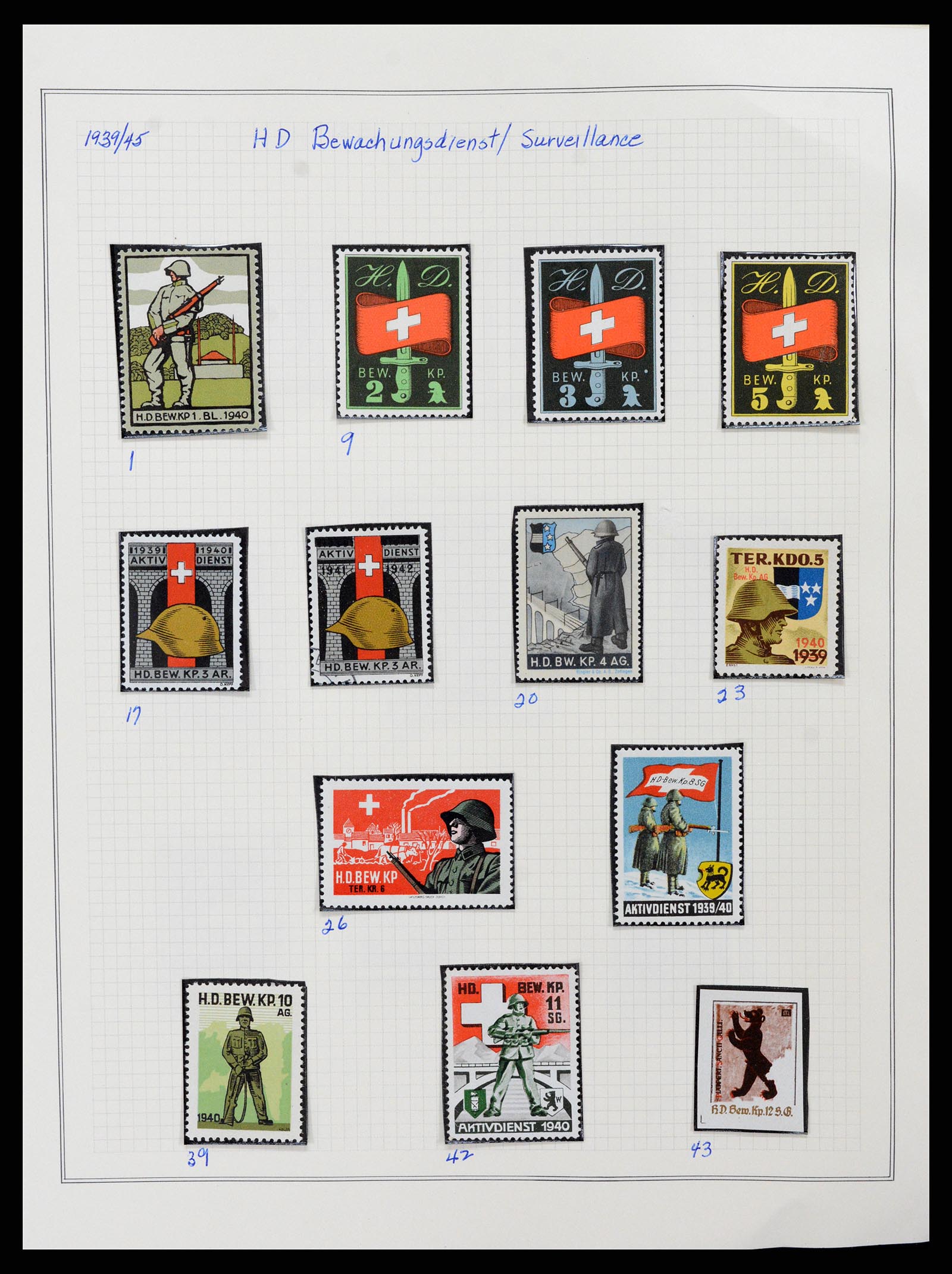 37642 031 - Stamp collection 37642 Switzerland soldier stamps 1914-1945.