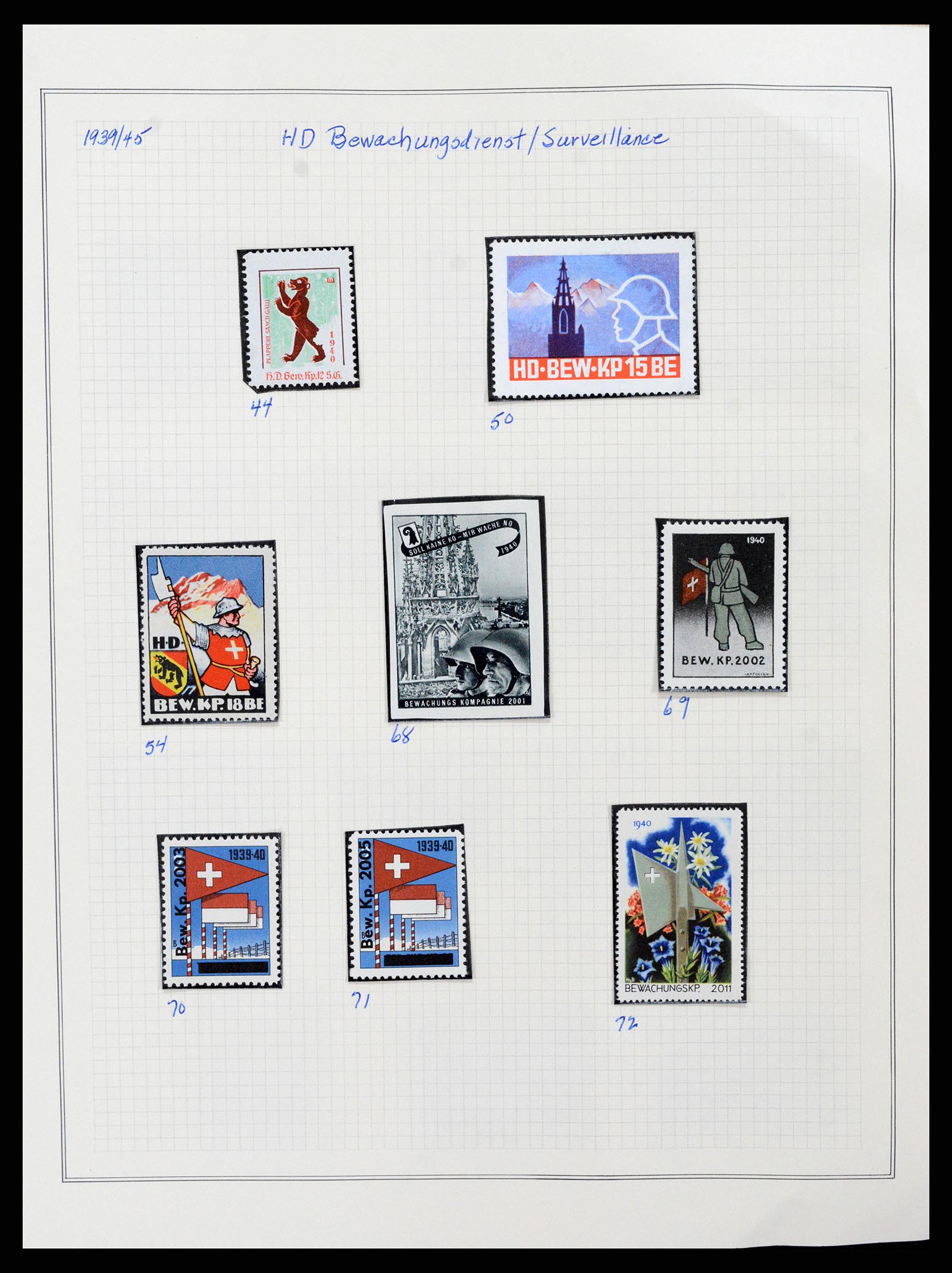 37642 032 - Stamp collection 37642 Switzerland soldier stamps 1914-1945.