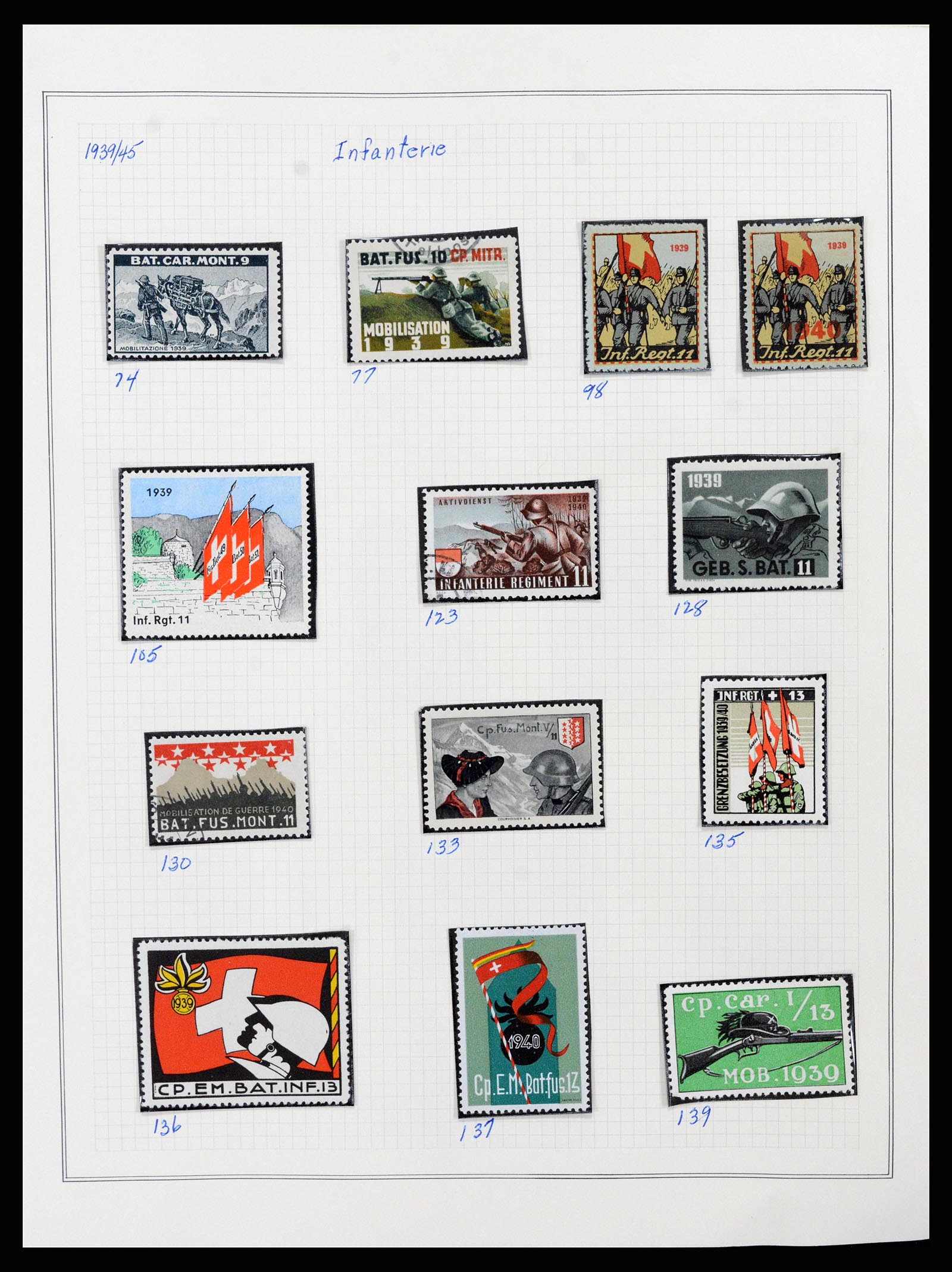 37642 034 - Stamp collection 37642 Switzerland soldier stamps 1914-1945.