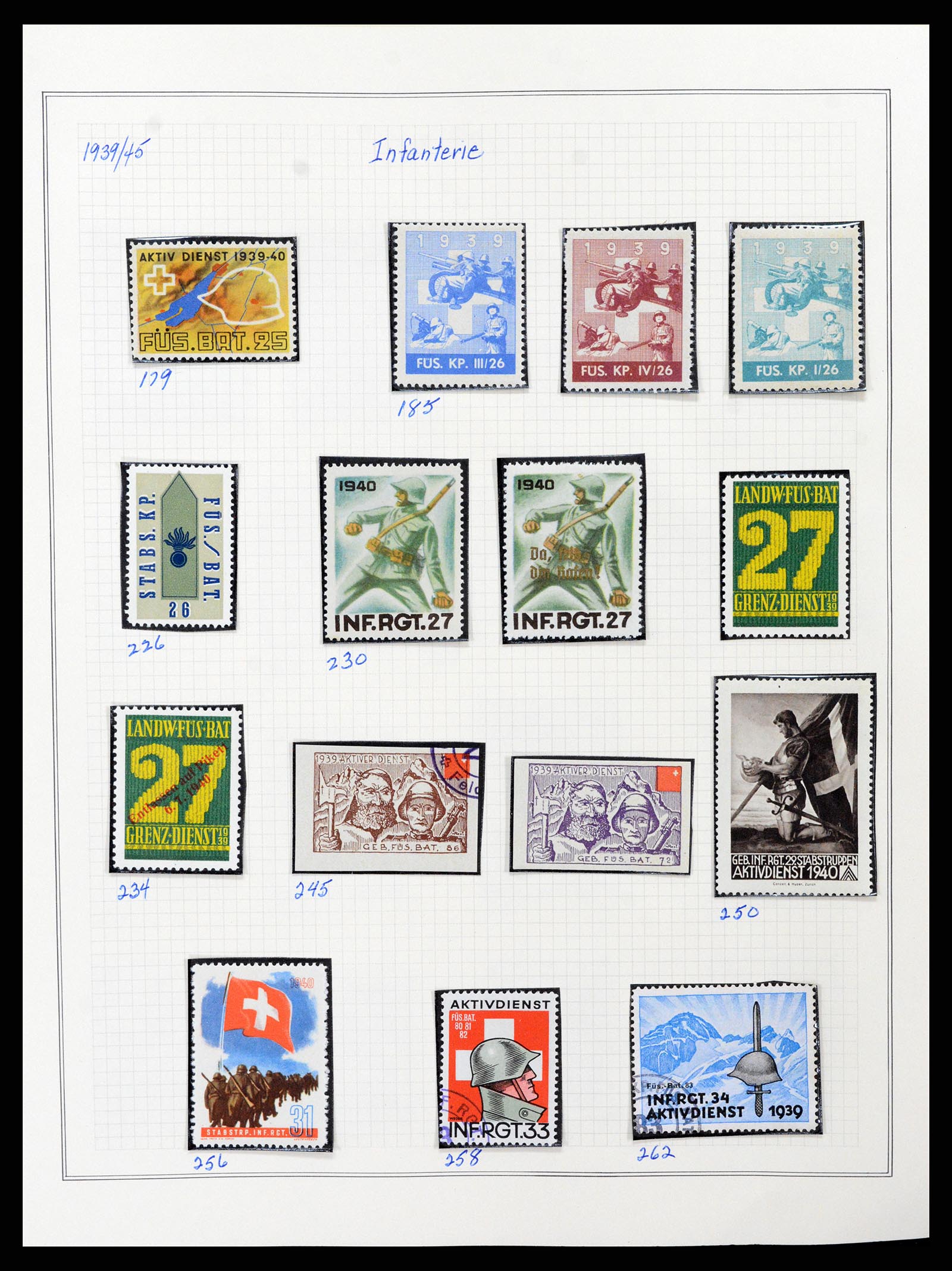 37642 036 - Stamp collection 37642 Switzerland soldier stamps 1914-1945.