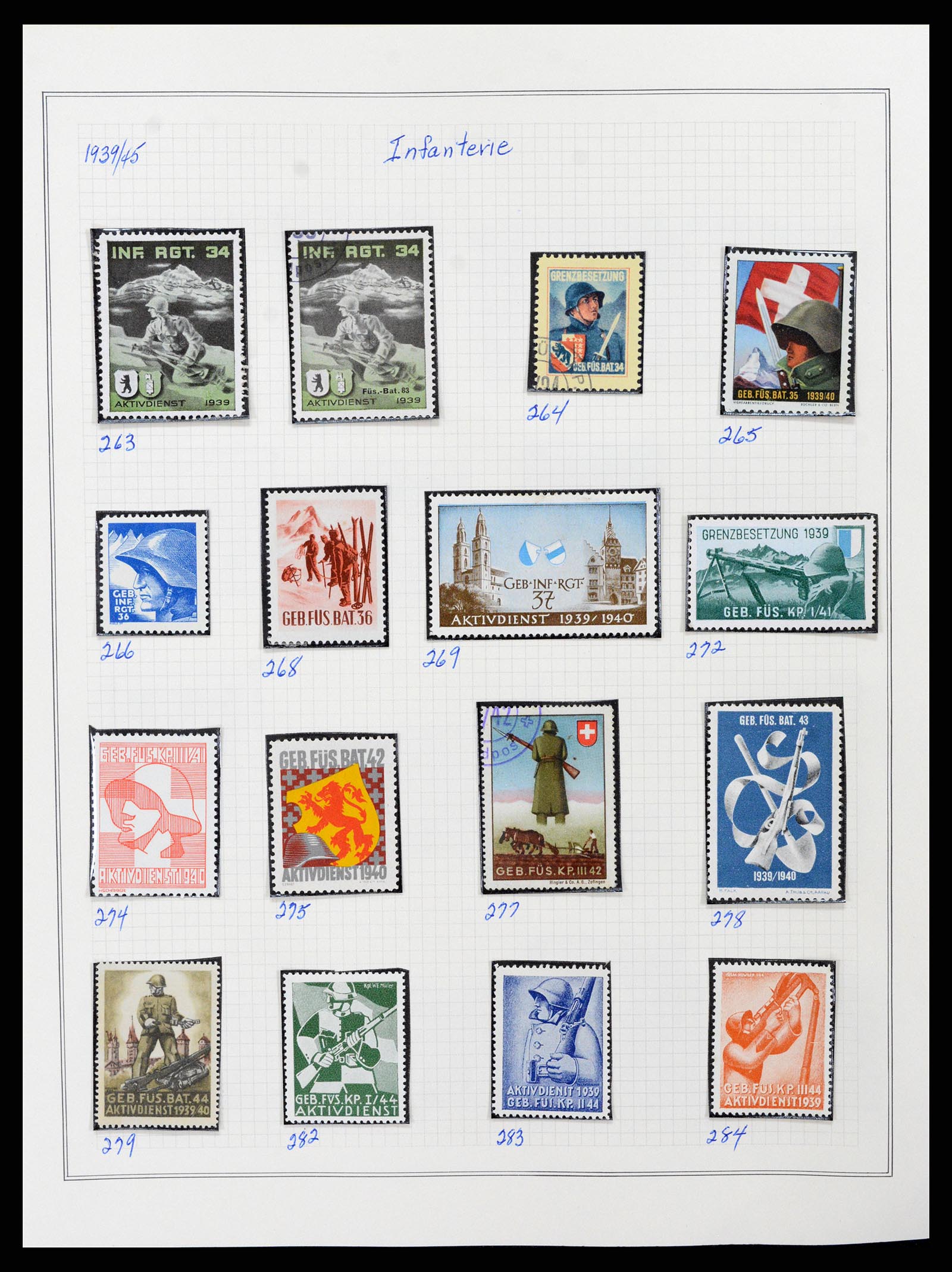 37642 037 - Stamp collection 37642 Switzerland soldier stamps 1914-1945.