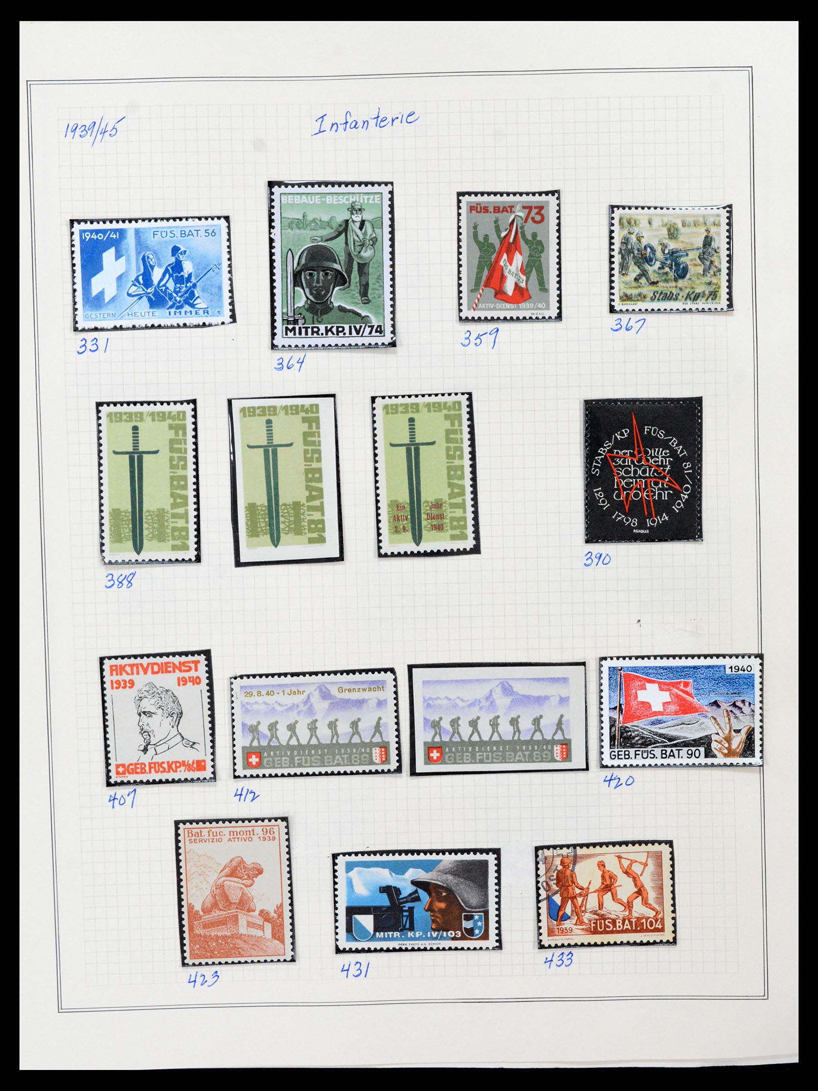 37642 039 - Stamp collection 37642 Switzerland soldier stamps 1914-1945.