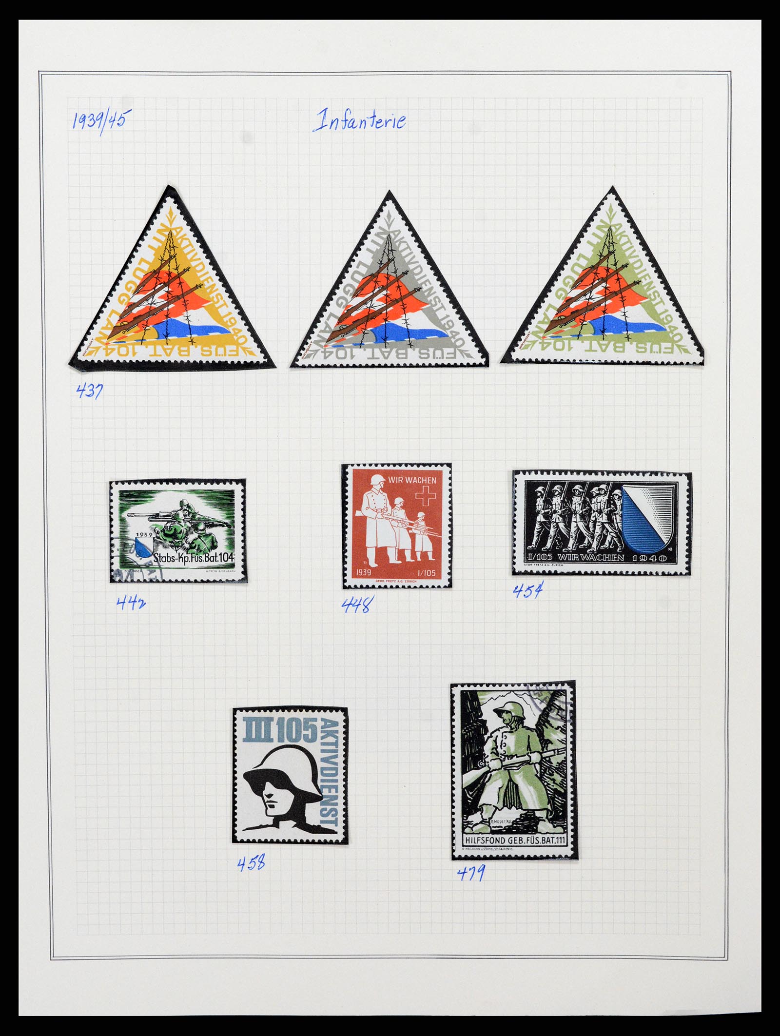 37642 040 - Stamp collection 37642 Switzerland soldier stamps 1914-1945.
