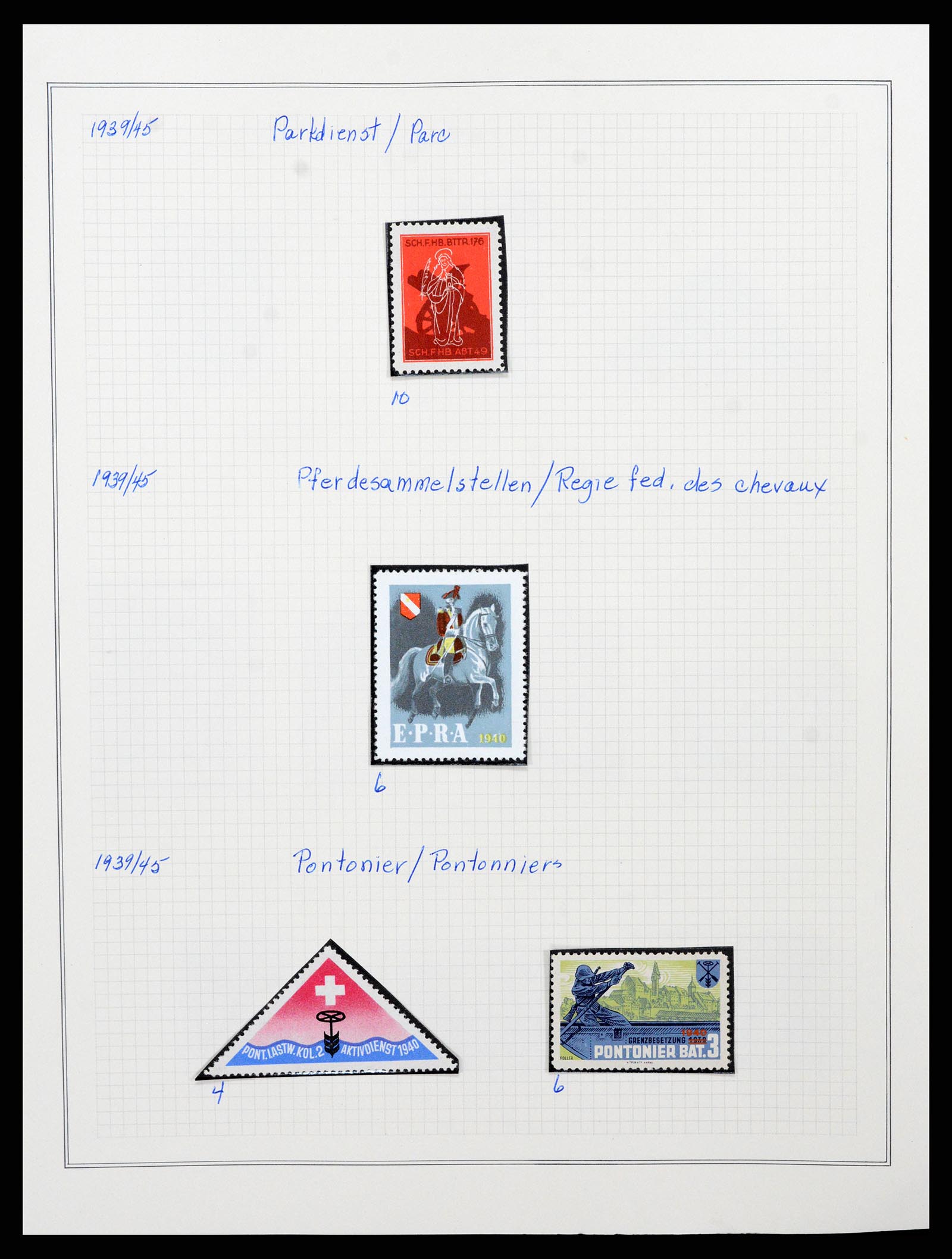 37642 042 - Stamp collection 37642 Switzerland soldier stamps 1914-1945.