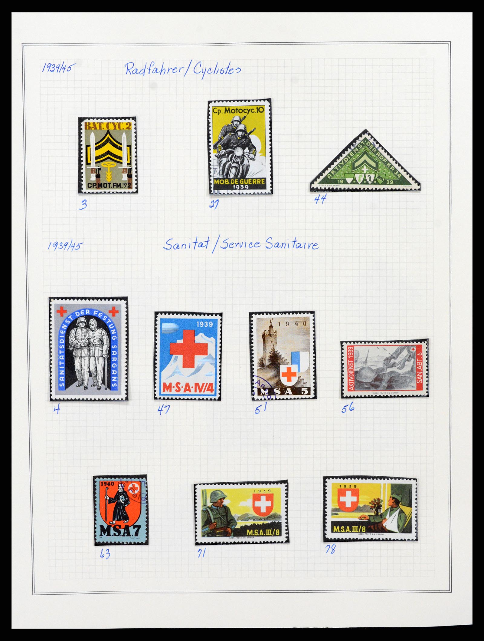 37642 043 - Stamp collection 37642 Switzerland soldier stamps 1914-1945.