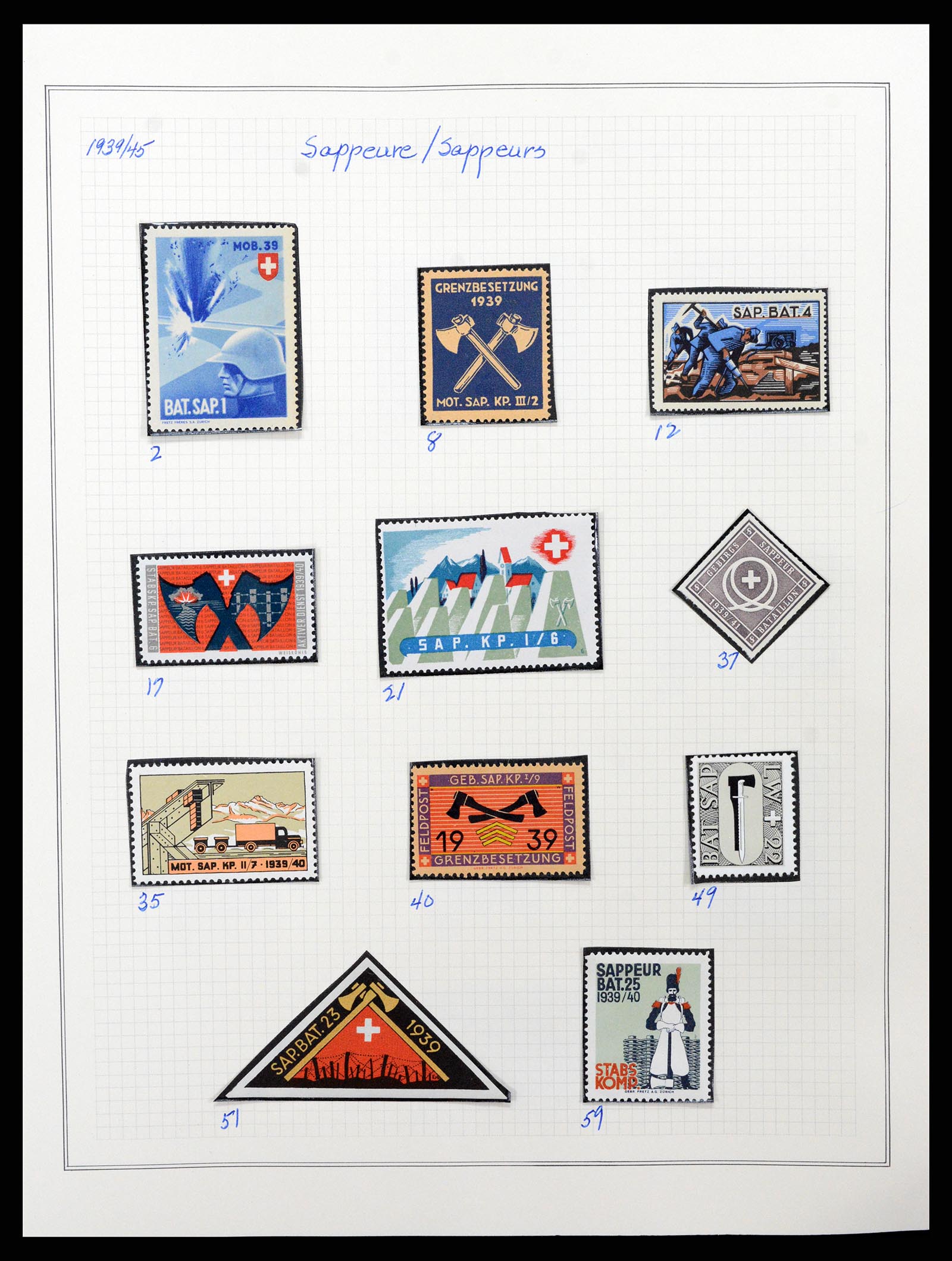 37642 044 - Stamp collection 37642 Switzerland soldier stamps 1914-1945.