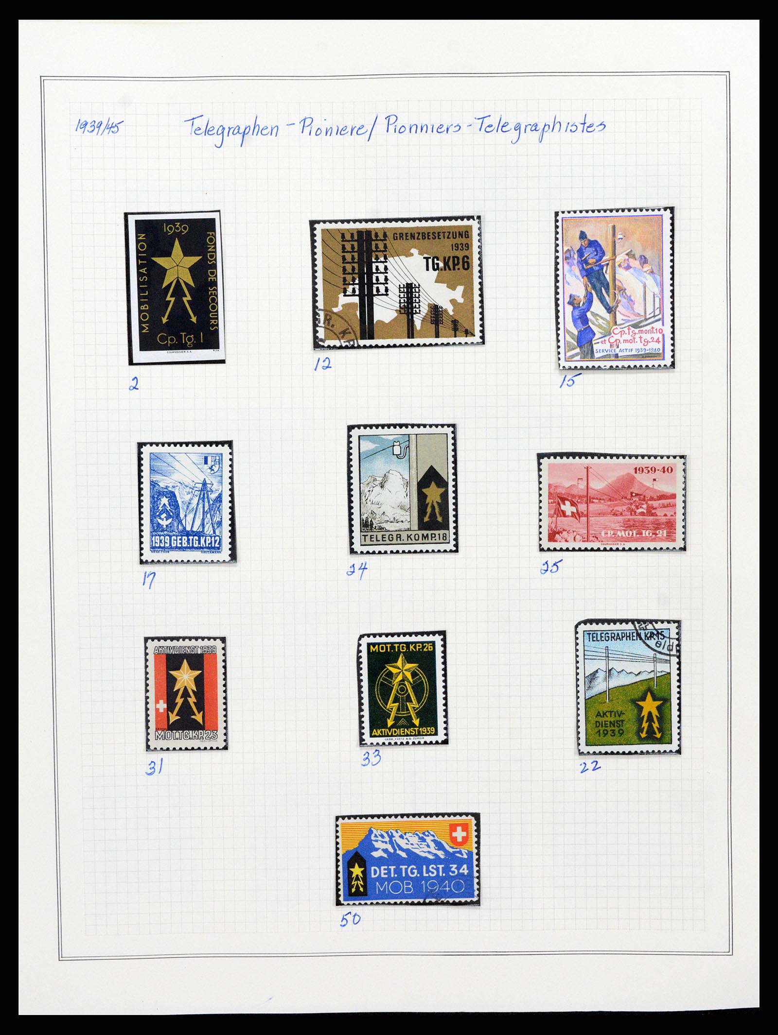 37642 045 - Stamp collection 37642 Switzerland soldier stamps 1914-1945.