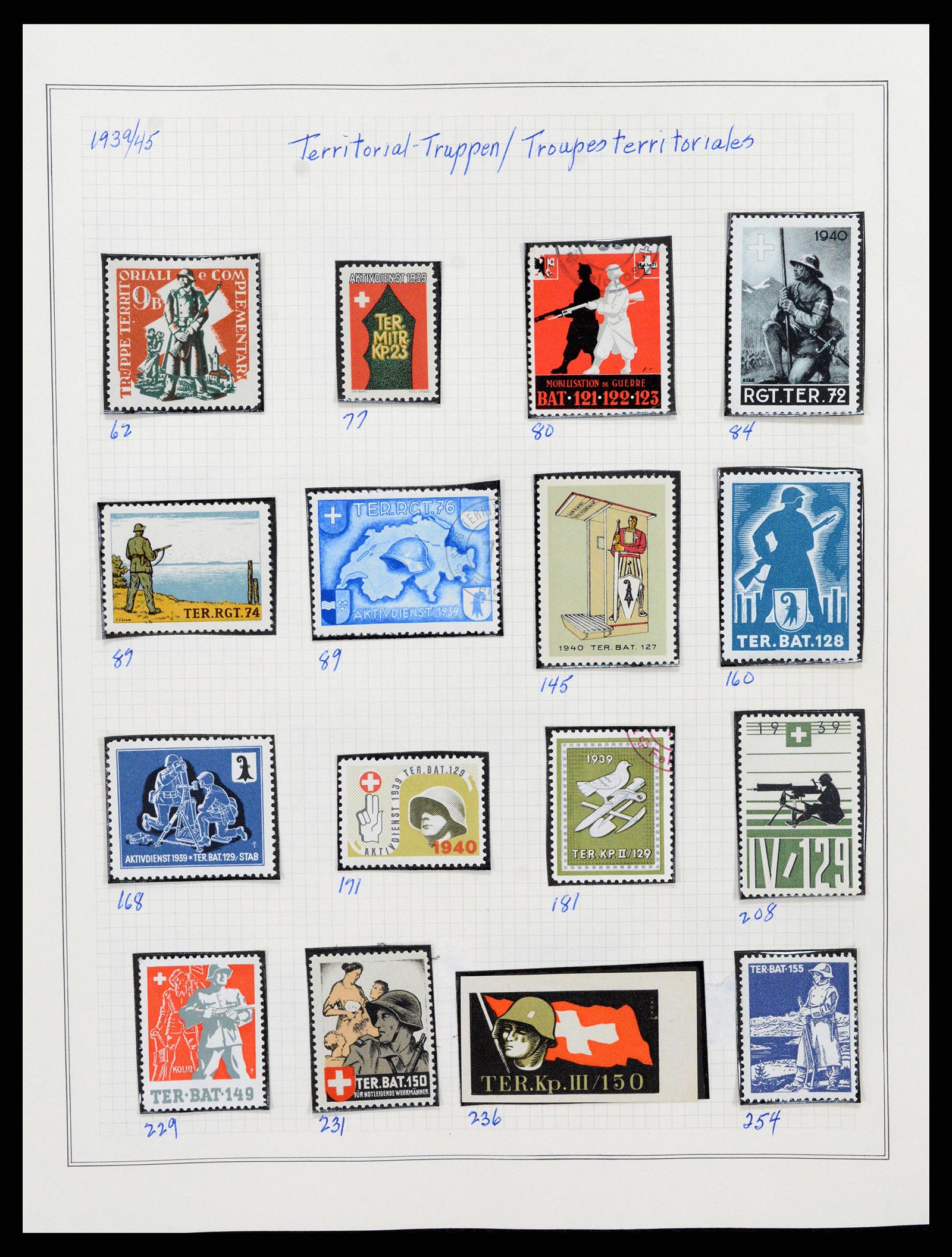 37642 047 - Stamp collection 37642 Switzerland soldier stamps 1914-1945.