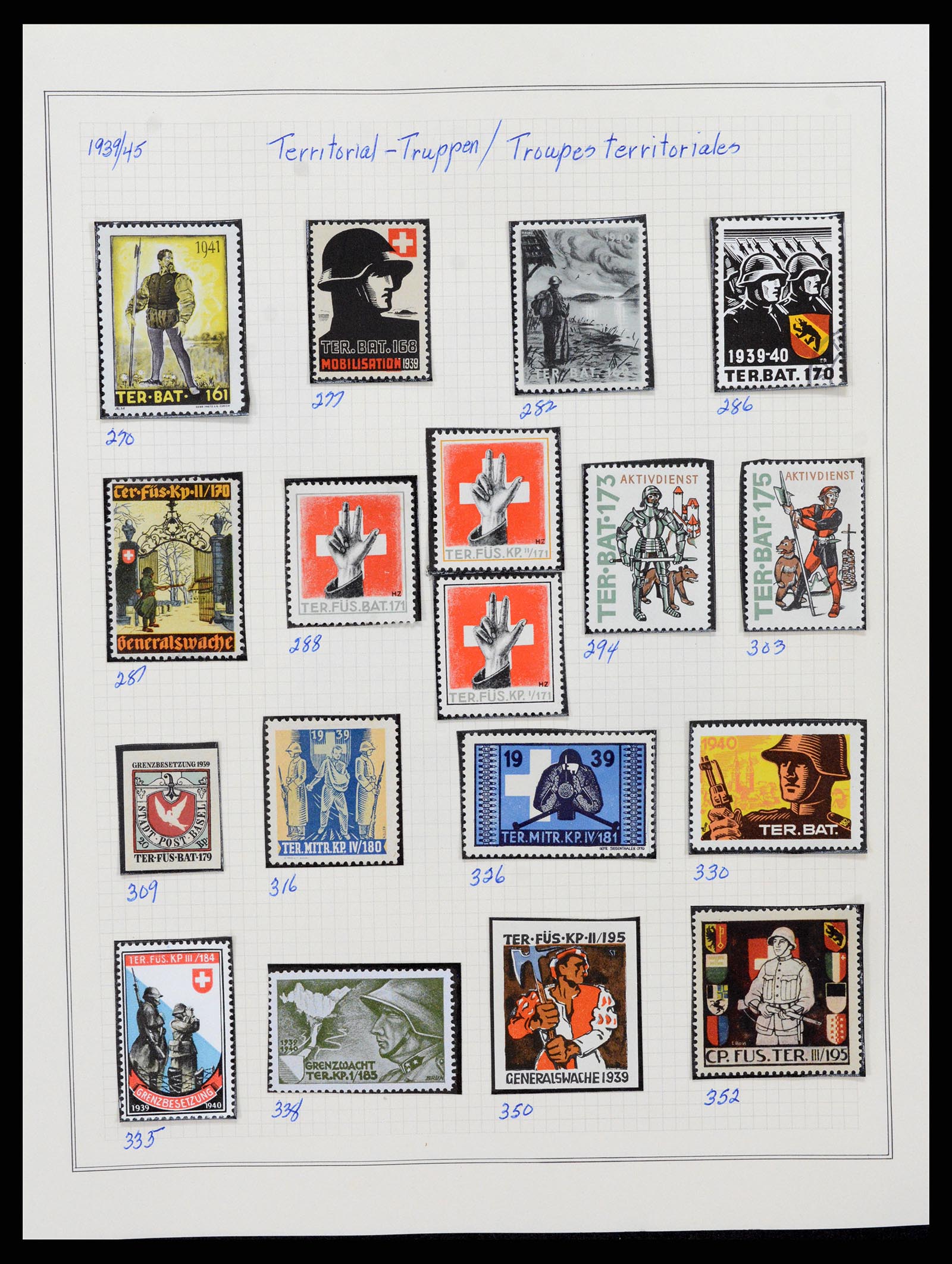 37642 048 - Stamp collection 37642 Switzerland soldier stamps 1914-1945.