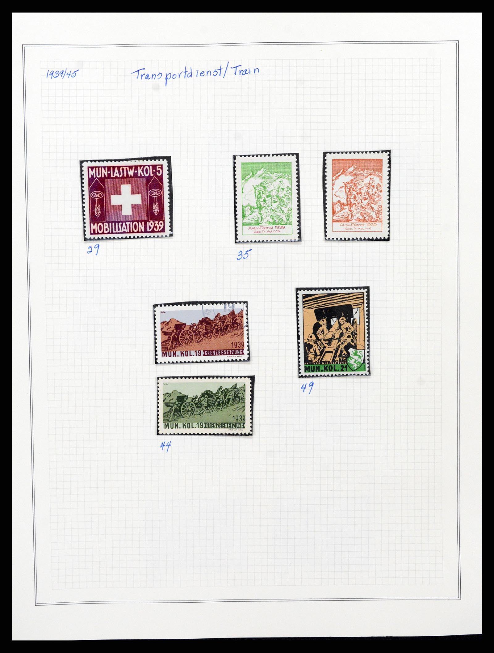 37642 049 - Stamp collection 37642 Switzerland soldier stamps 1914-1945.