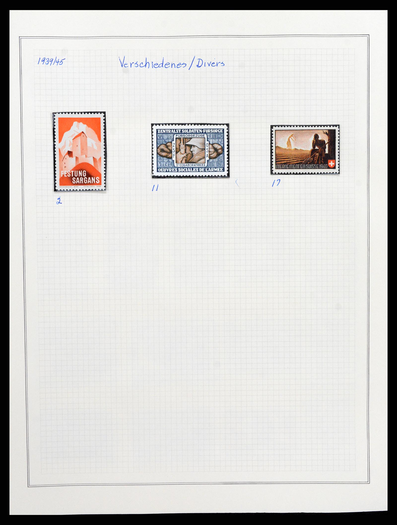 37642 051 - Stamp collection 37642 Switzerland soldier stamps 1914-1945.