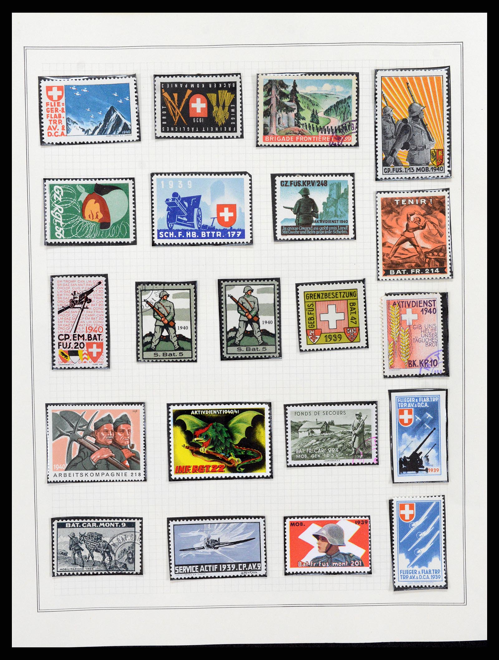 37642 052 - Stamp collection 37642 Switzerland soldier stamps 1914-1945.