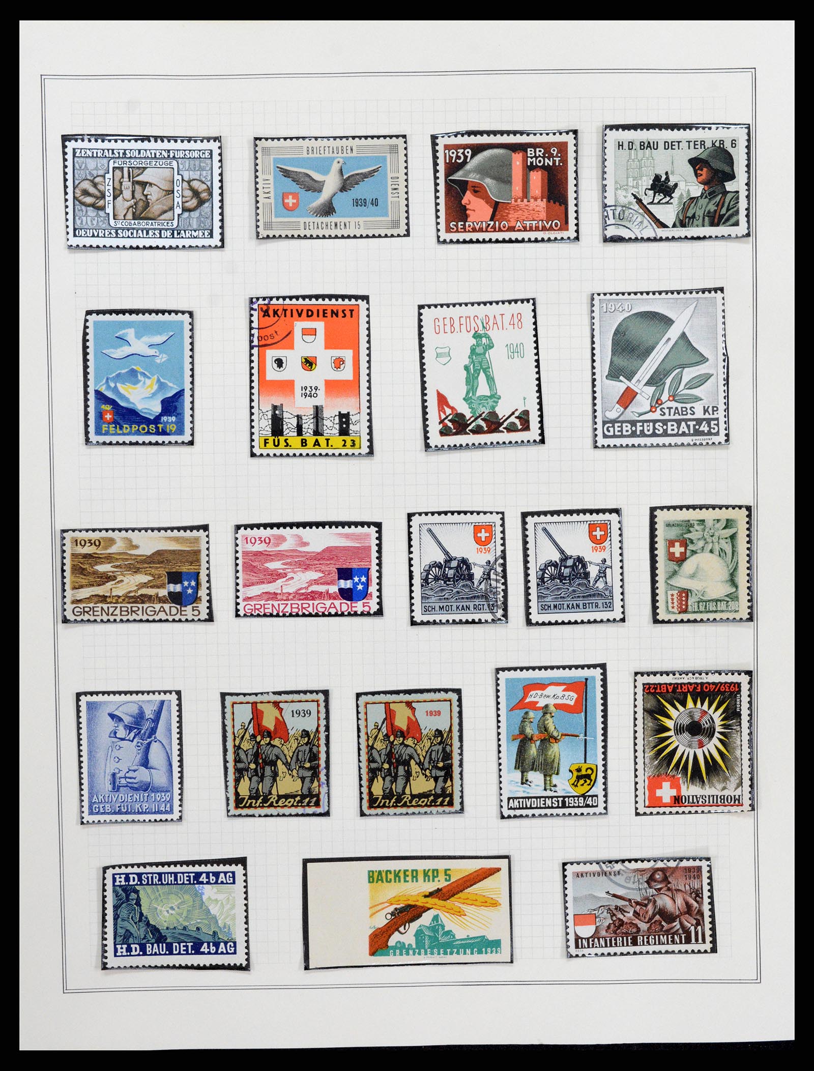 37642 053 - Stamp collection 37642 Switzerland soldier stamps 1914-1945.