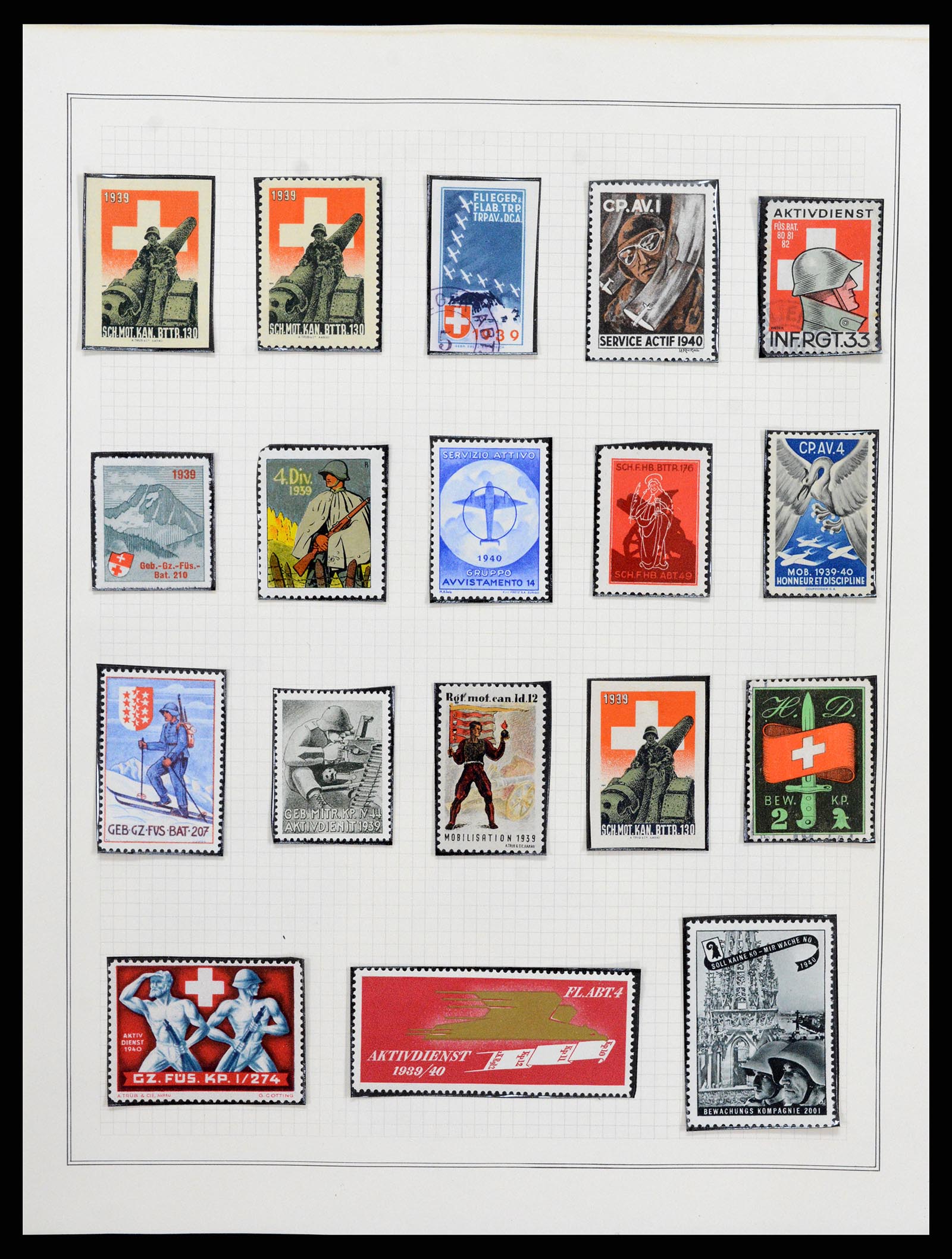 37642 054 - Stamp collection 37642 Switzerland soldier stamps 1914-1945.