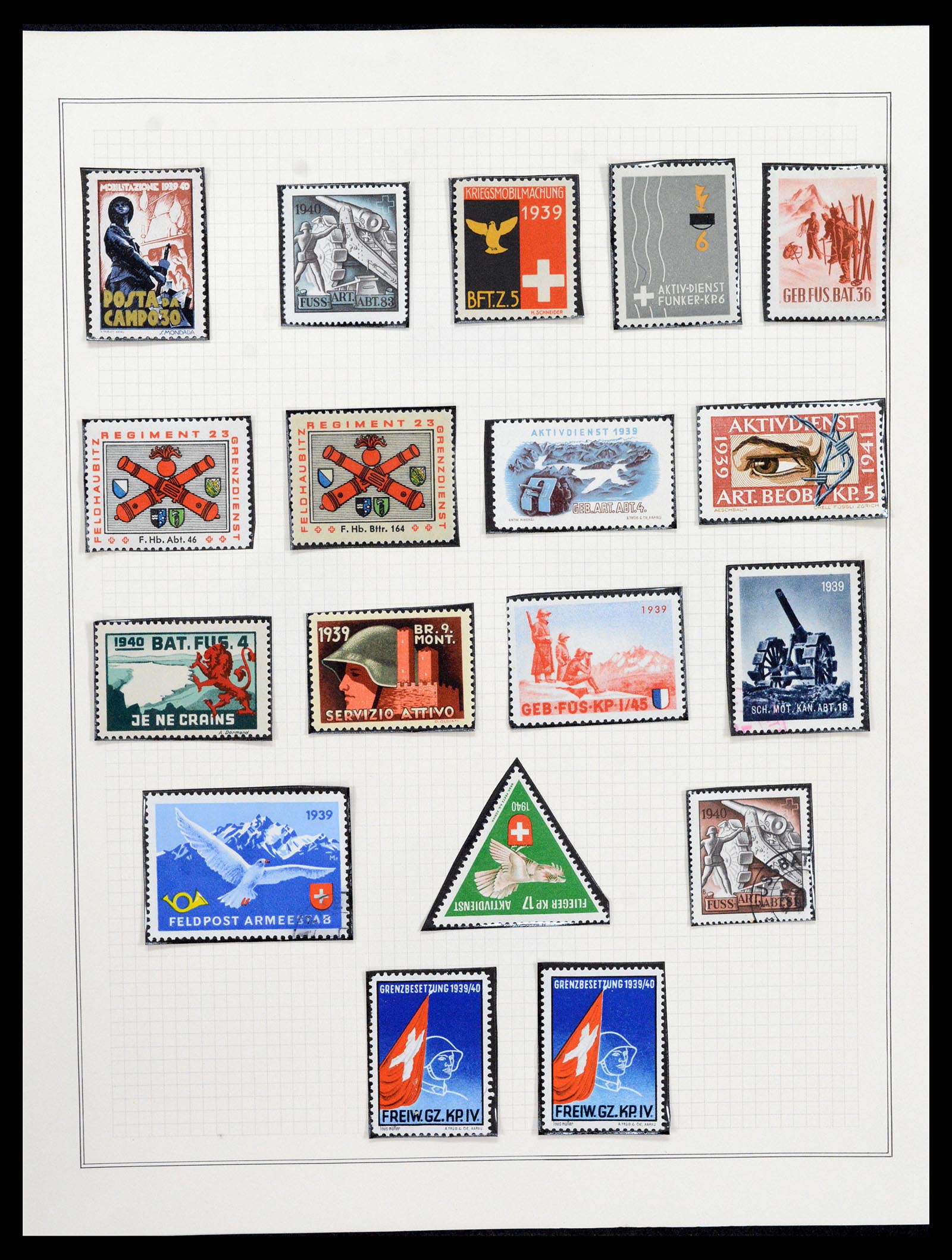 37642 055 - Stamp collection 37642 Switzerland soldier stamps 1914-1945.
